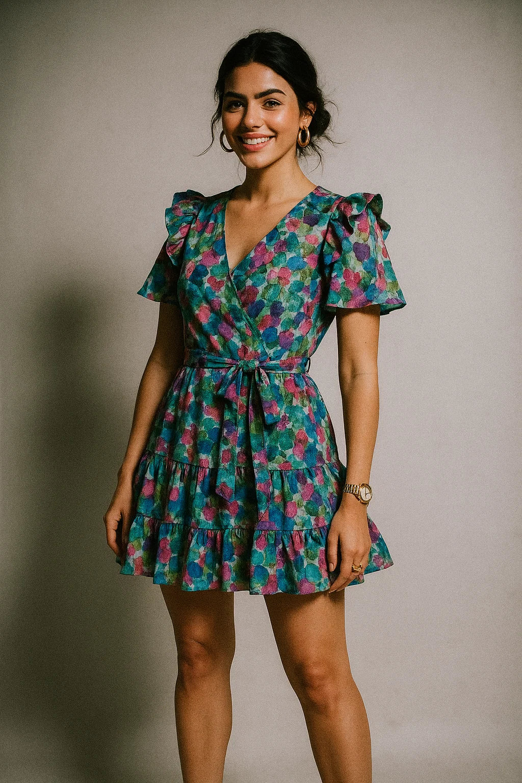 Multicolor Abstract Pattern Digital Printed Fabric