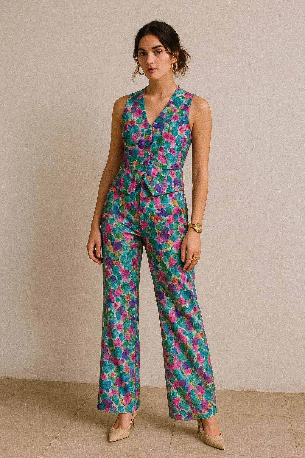 Multicolor Abstract Pattern Digital Printed Fabric