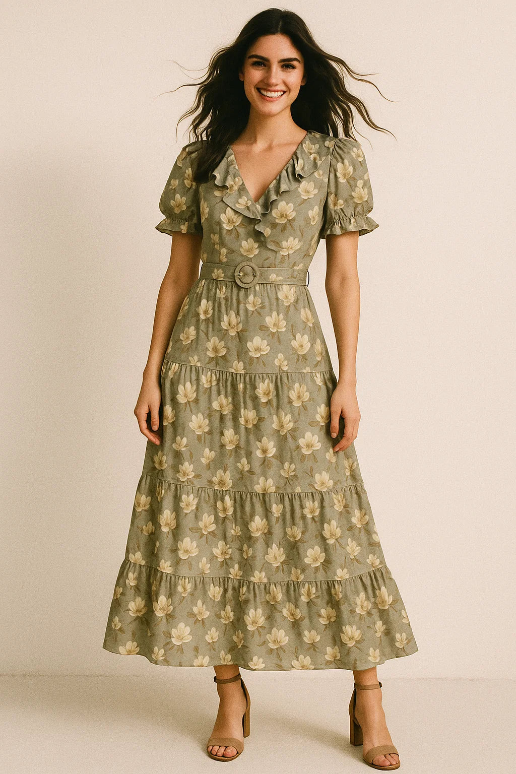 Elegant Floral Ditzy Pattern Digital Printed Fabric