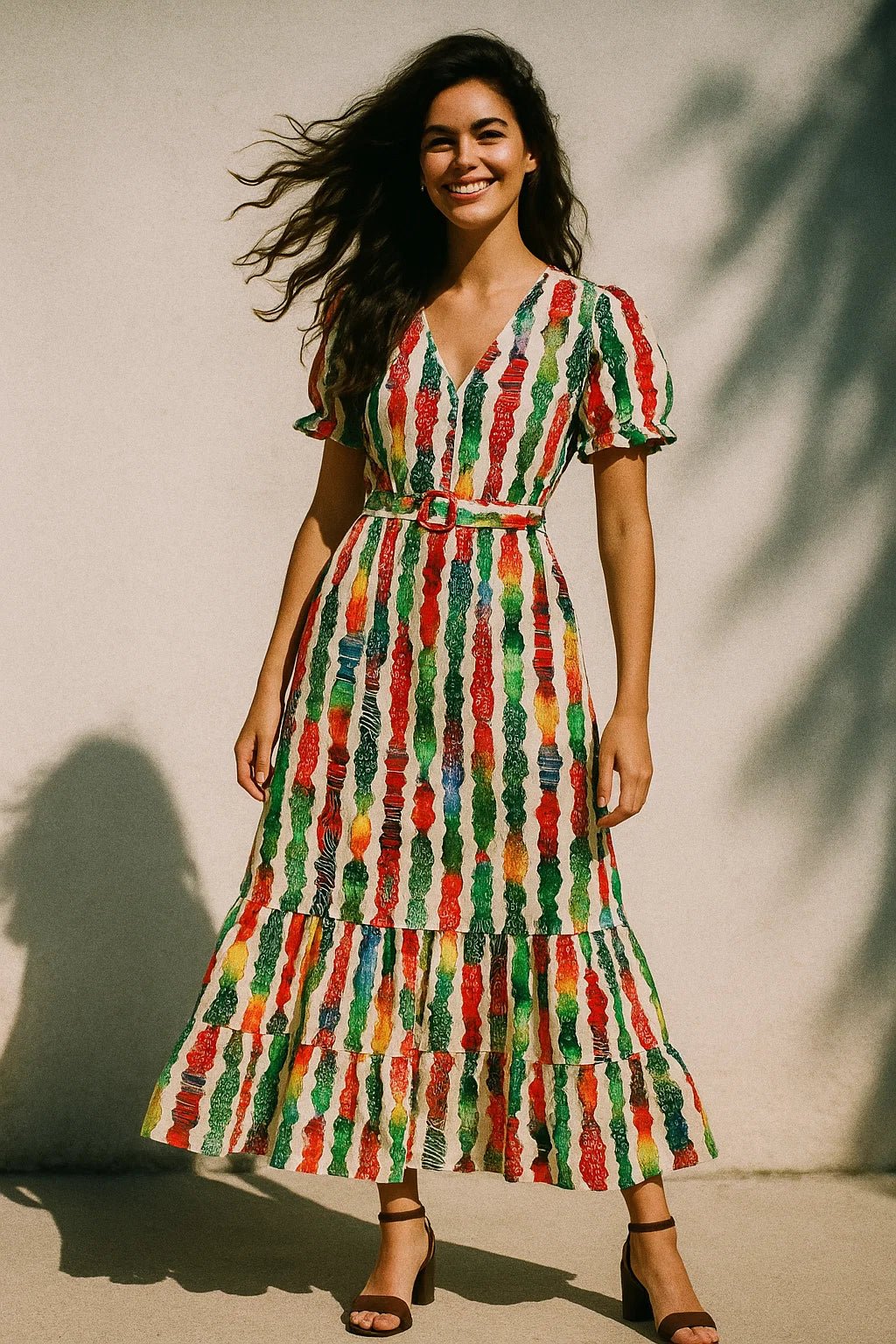 Colourful Round Stripes Digital Printed Fabric