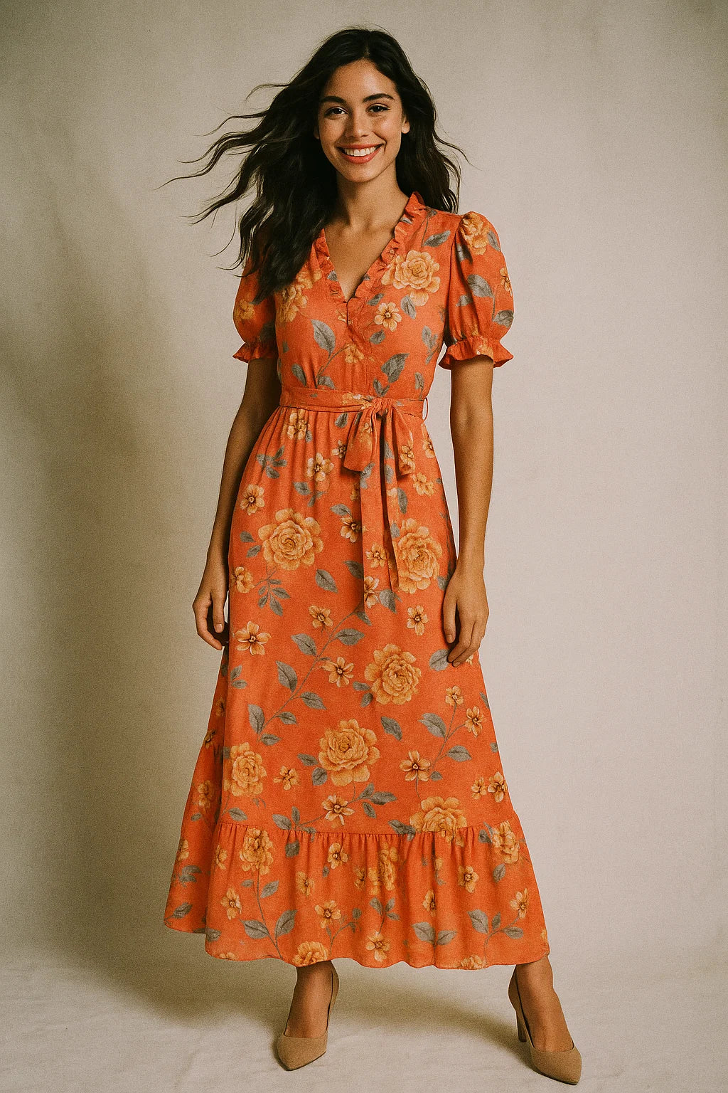 Beautiful Red Base Floral Vine Digital Printed Fabric