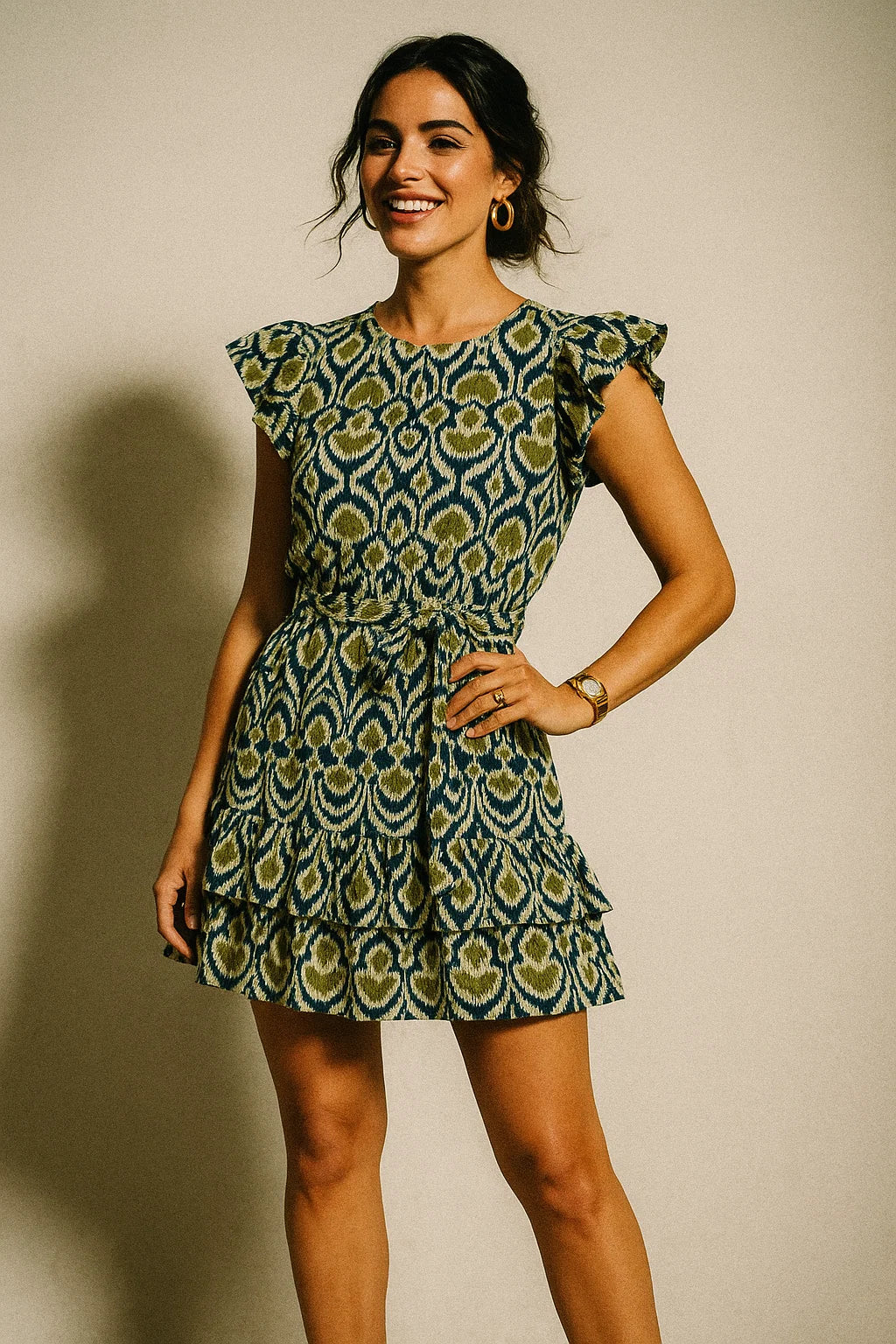 Bead and Reel Pattern Digital Printed Fabric