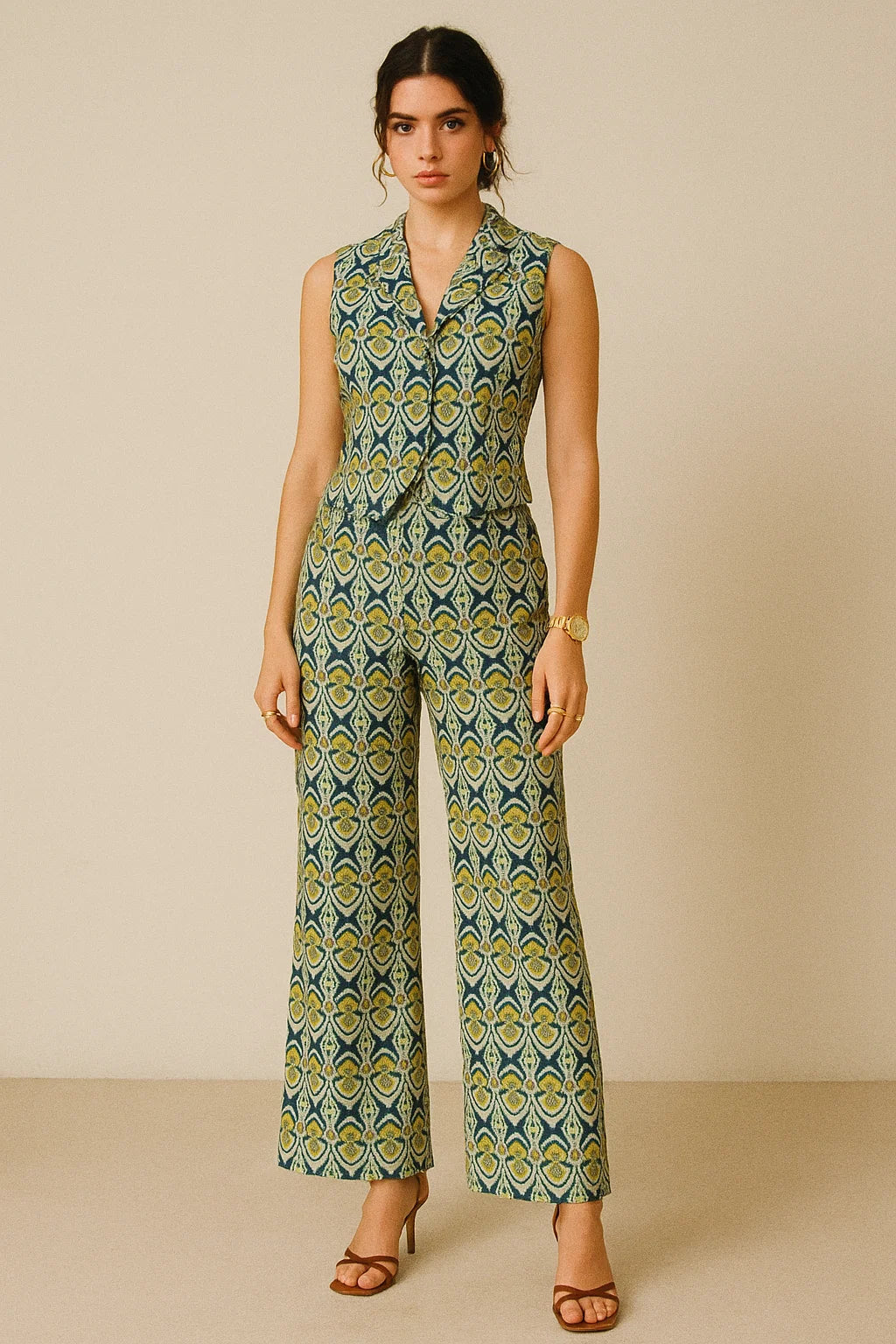 Bead and Reel Pattern Digital Printed Fabric