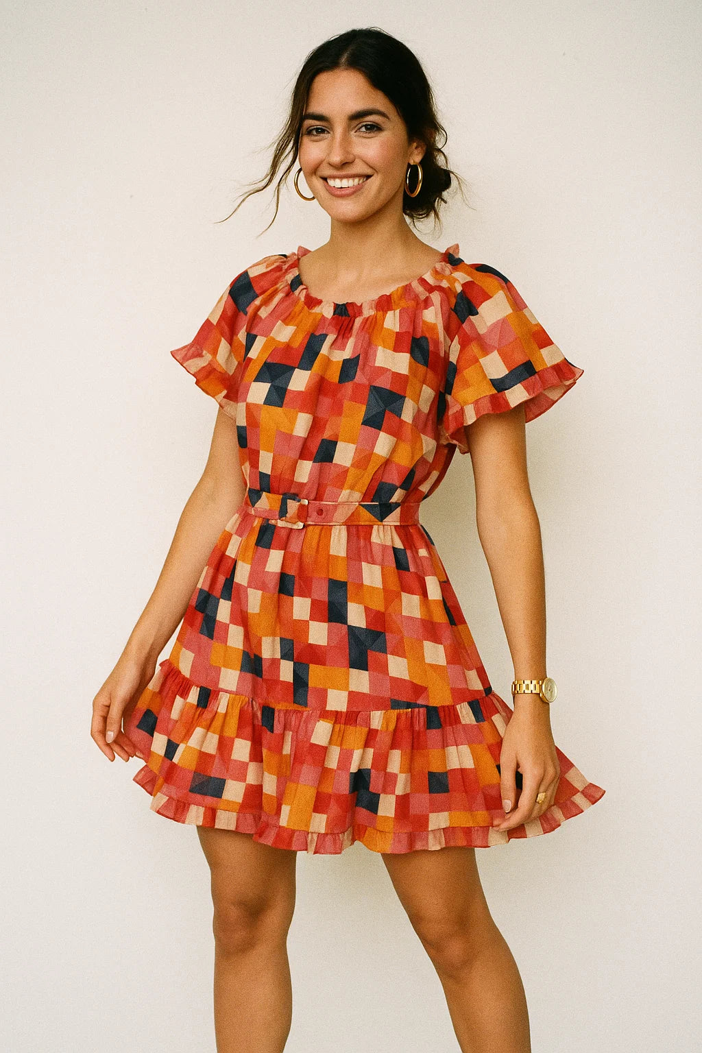 Abstract Squares Digital Printed Fabric