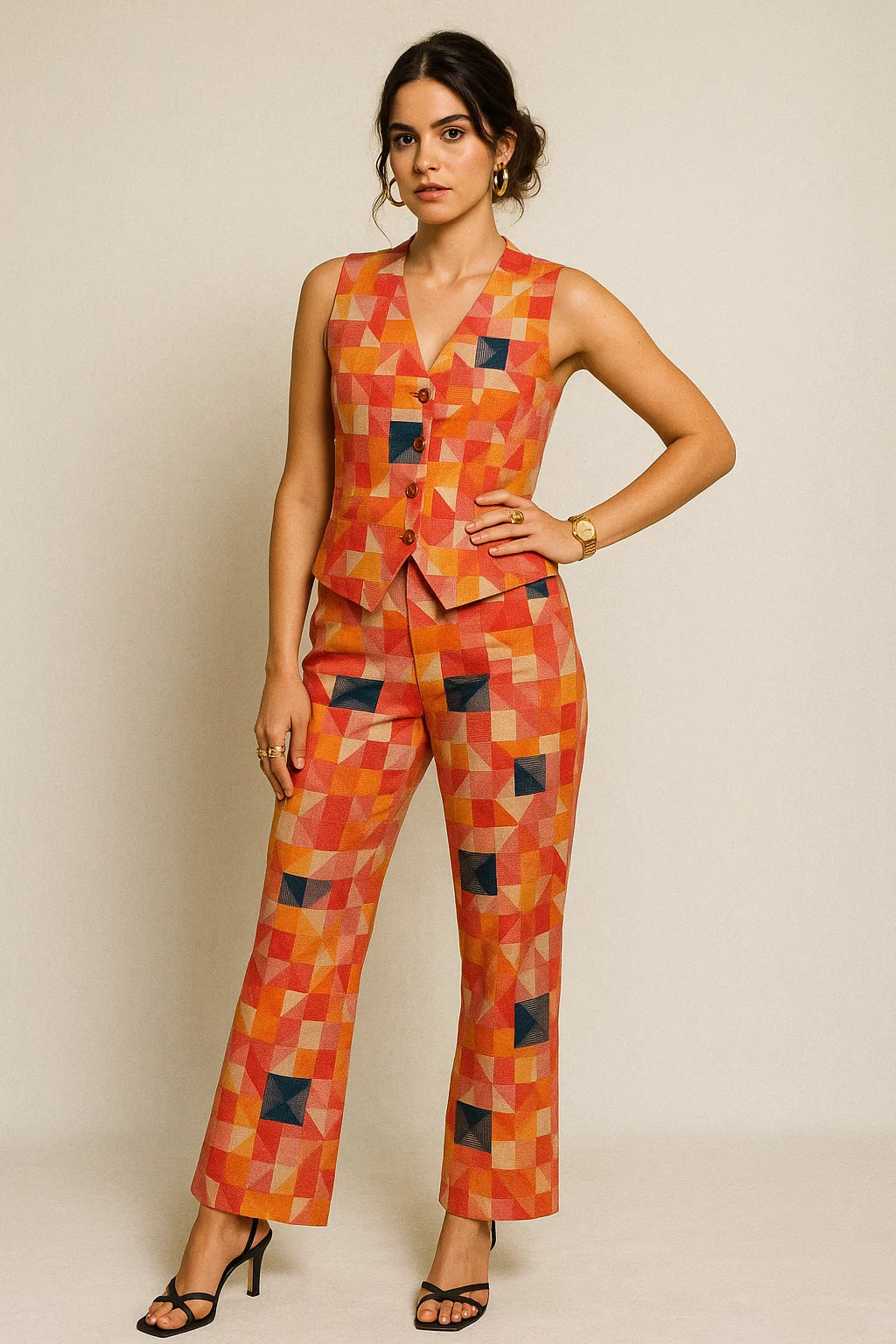 Abstract Squares Digital Printed Fabric