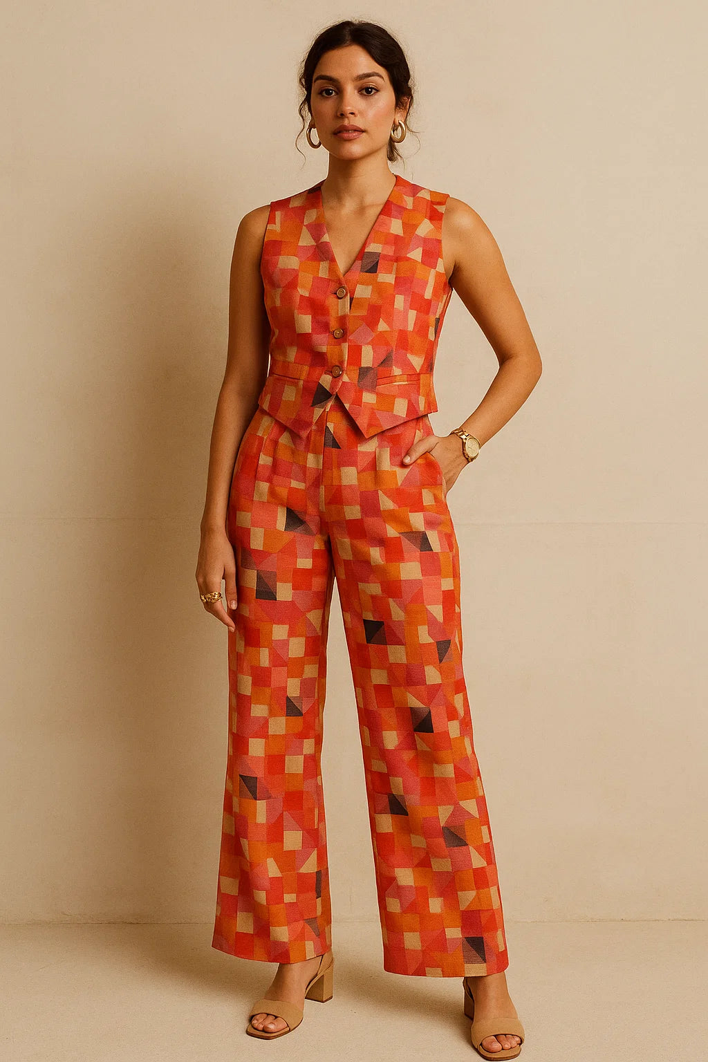 Abstract Squares Digital Printed Fabric