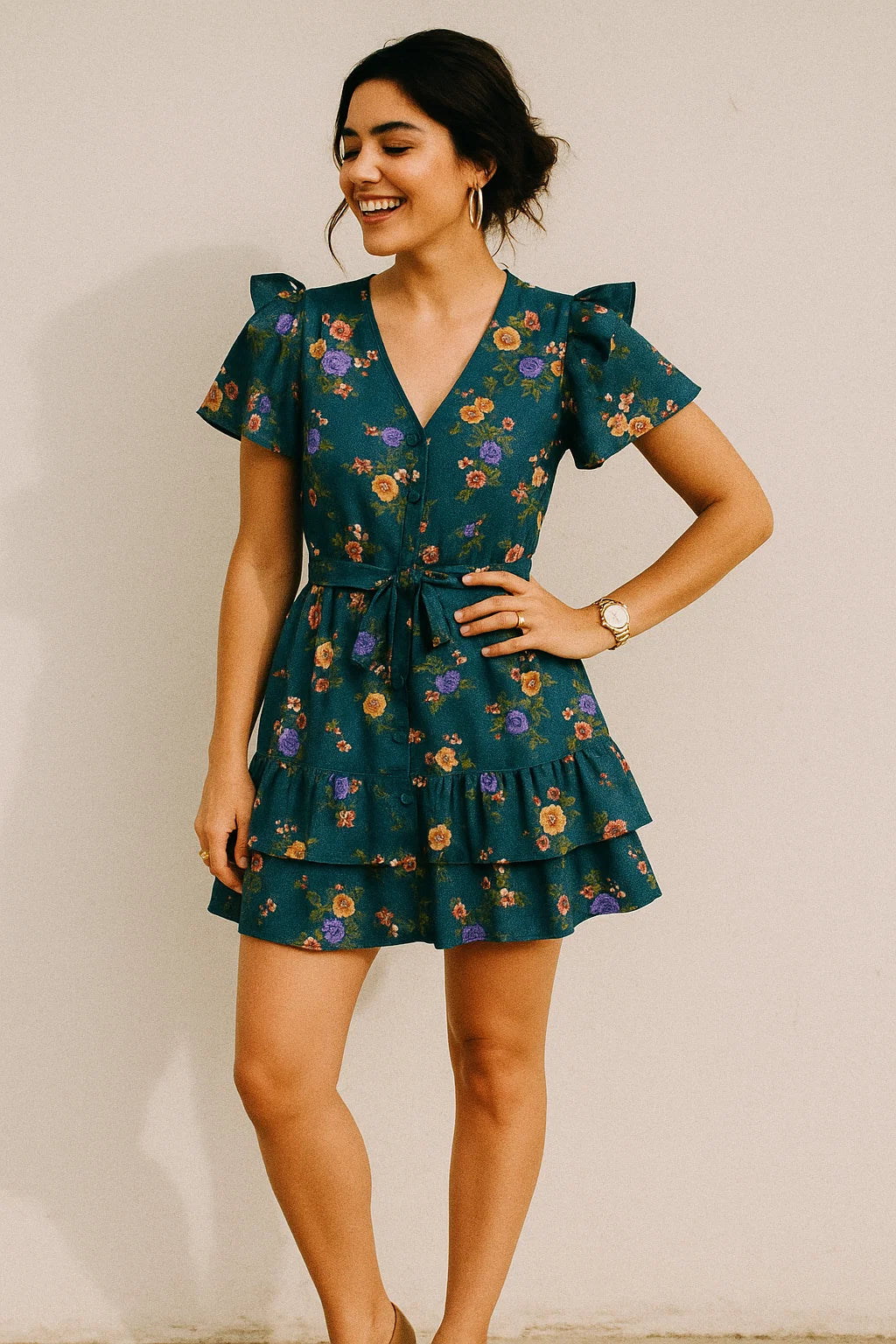 Colourful Flower Bunch Digital Printed Fabric - Muslin