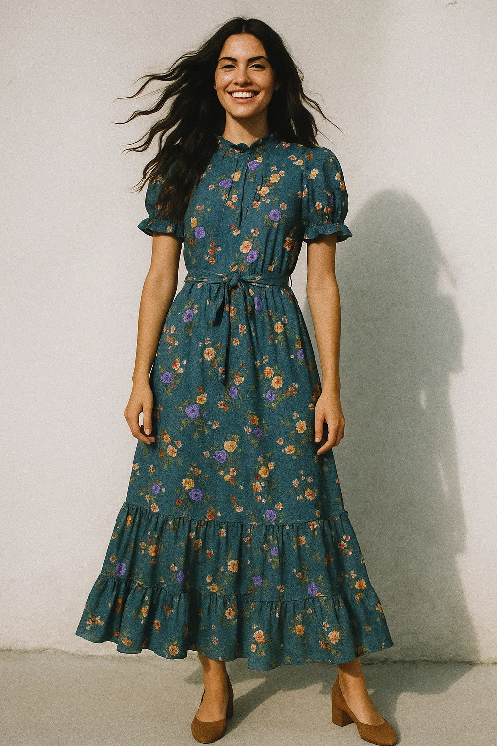 Colourful Flower Bunch Digital Printed Fabric - Muslin