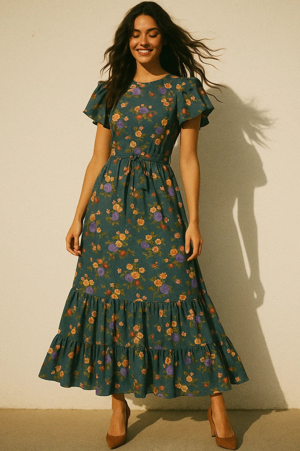 Colourful Flower Bunch Digital Printed Fabric - Muslin