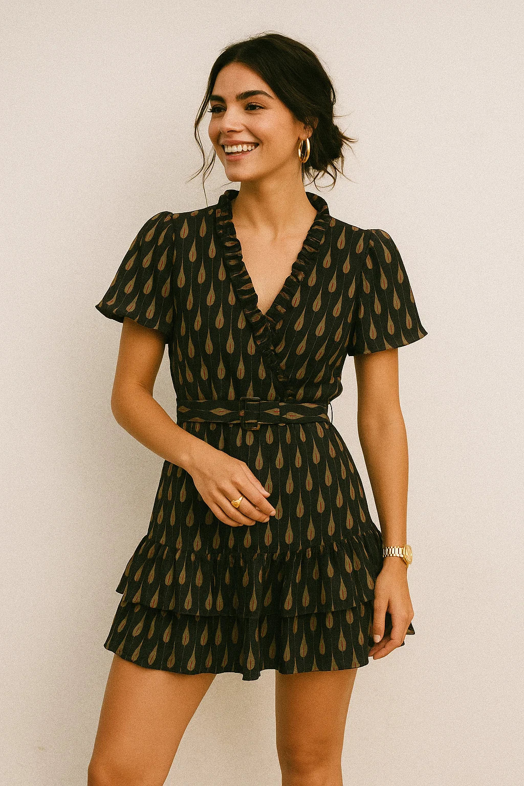 Feather Stripes Digital Printed Fabric - Muslin