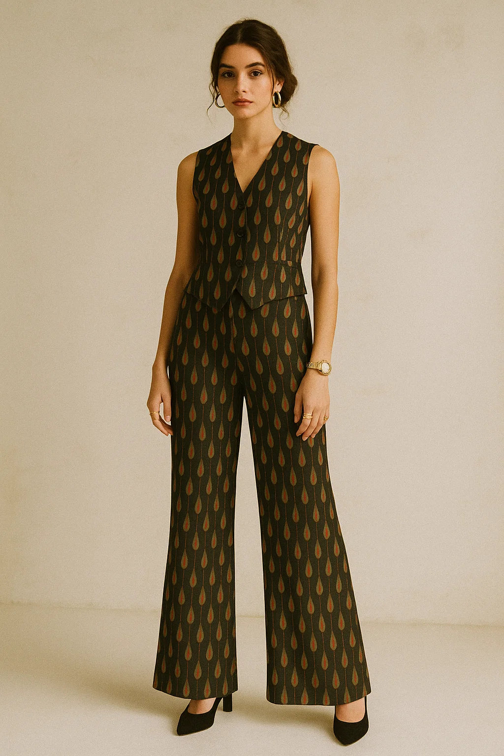 Feather Stripes Digital Printed Fabric - Muslin