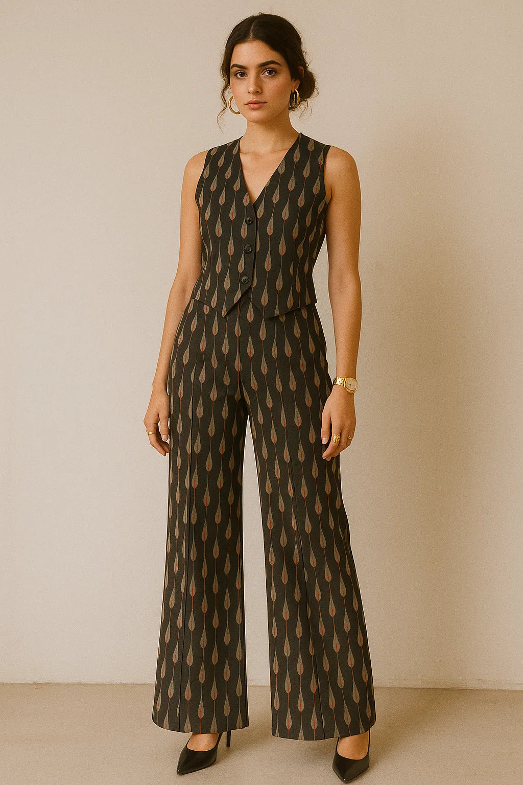 Feather Stripes Digital Printed Fabric - Muslin