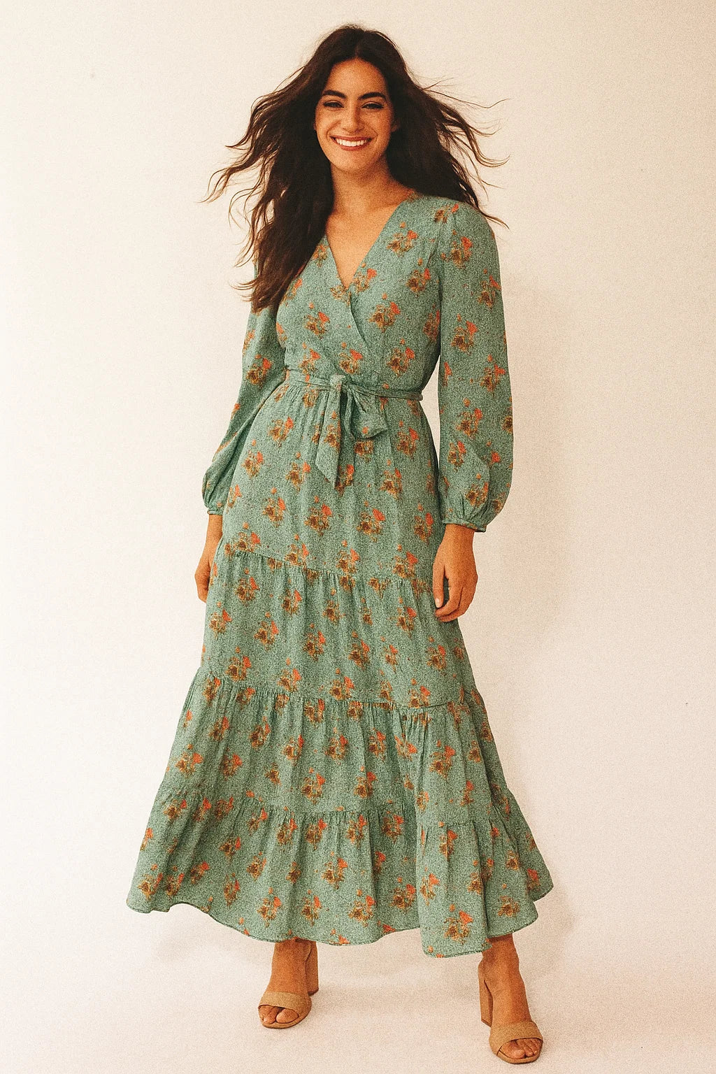 Vintage Flower Repeat Digital Printed Fabric - Muslin