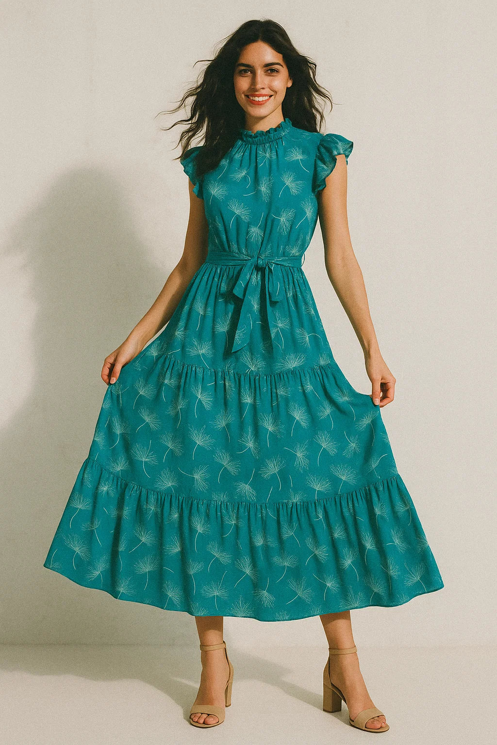 White Floating Flower Digital Printed Fabric - Muslin