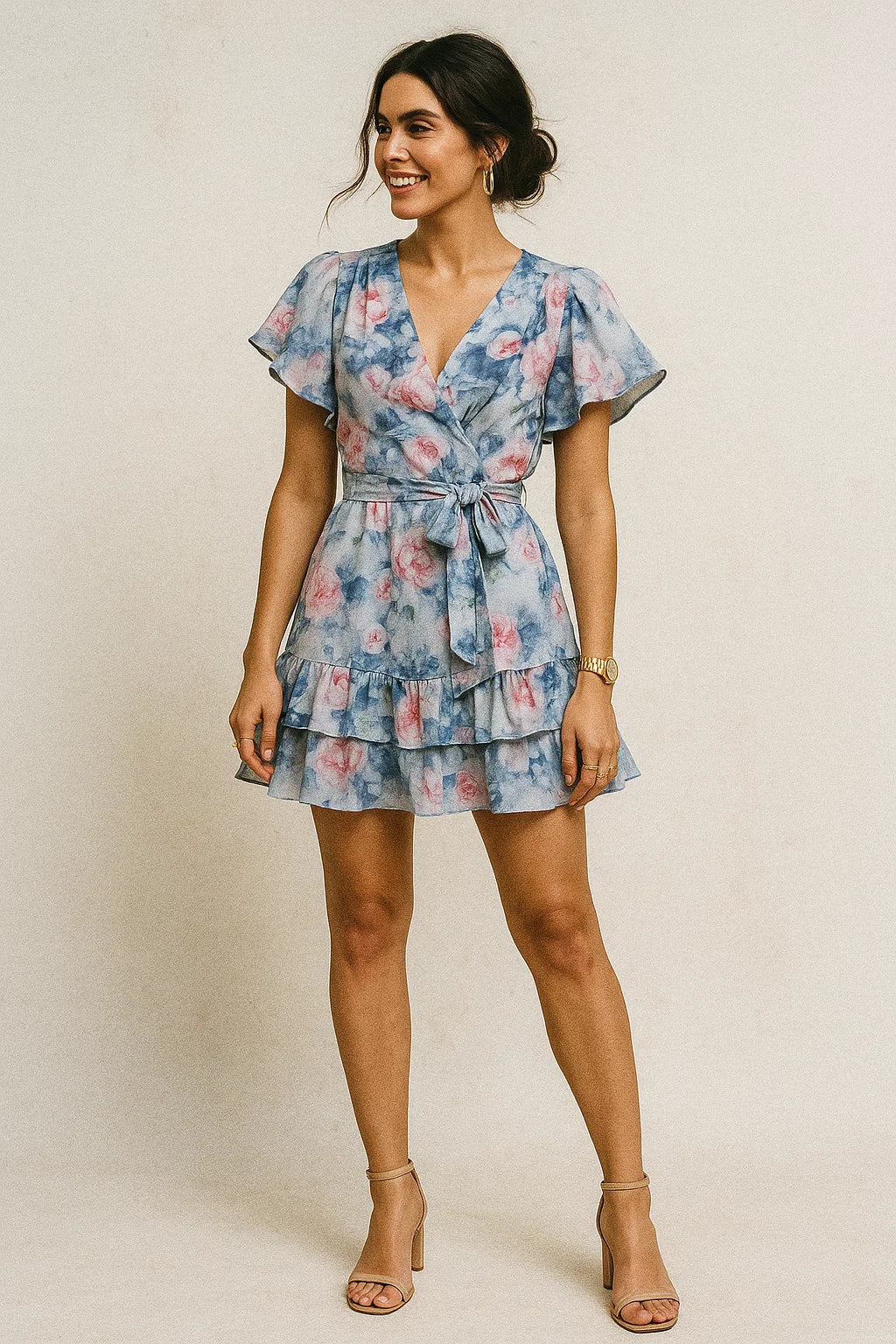 Classy Multicolor Floral Digital Printed Silk Crepe Fabric