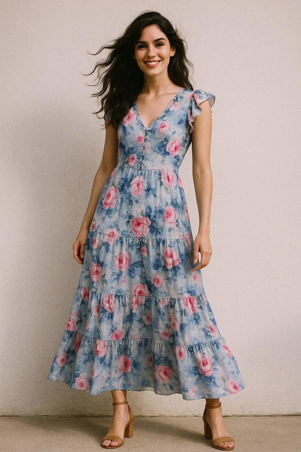 Classy Multicolor Floral Digital Printed Silk Crepe Fabric