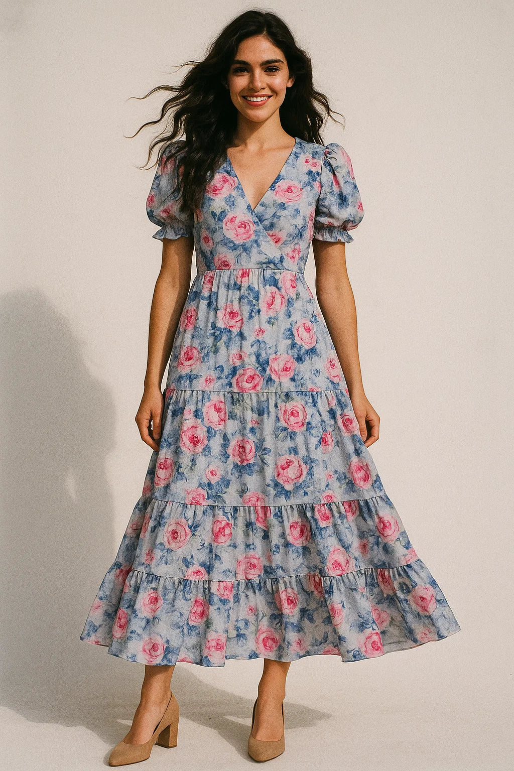 Classy Multicolor Floral Digital Printed Silk Crepe Fabric