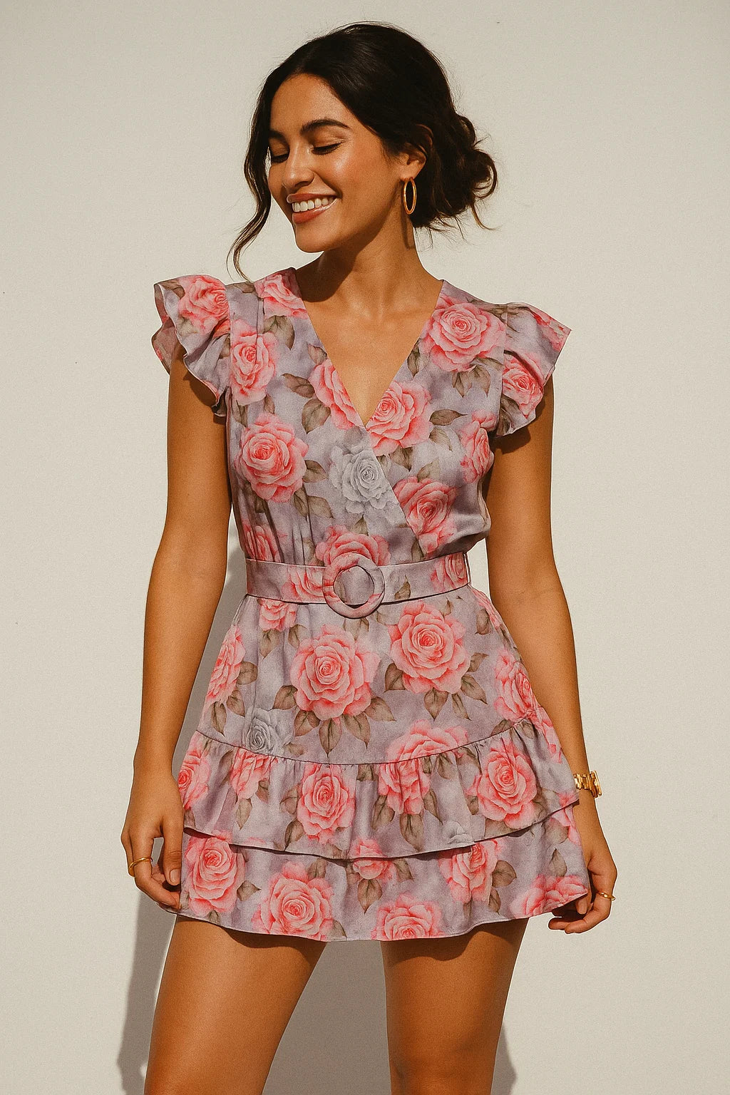 Classy Purple Floral Digital Printed Silk Crepe Fabric