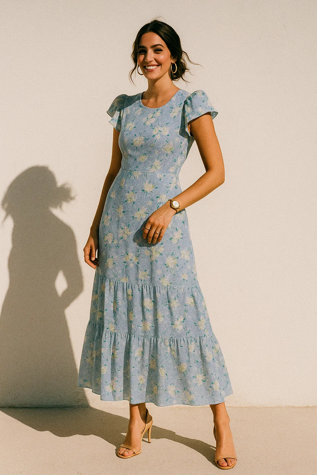 Classy Gray Ditsy Digital Printed Silk Crepe Fabric