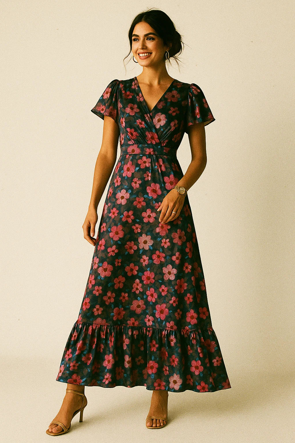 Gorgeous floral digital printed silk crepe fabric from FAB VOGUE Studio