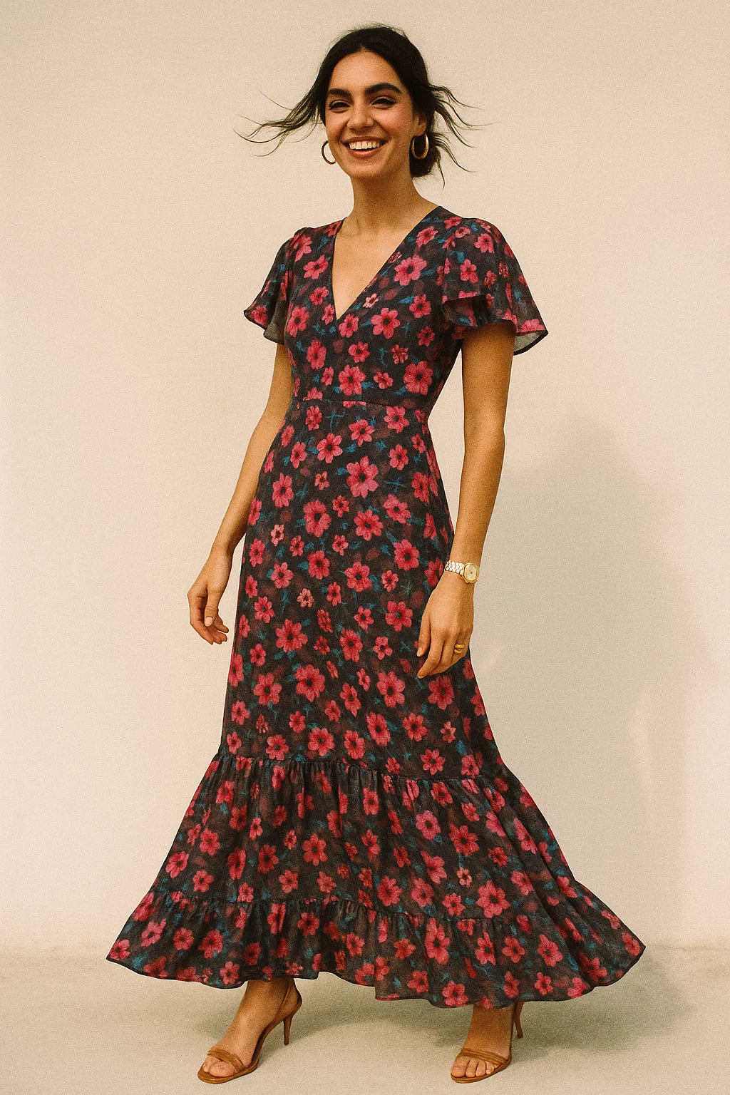 Gorgeous floral digital printed silk crepe fabric from FAB VOGUE Studio