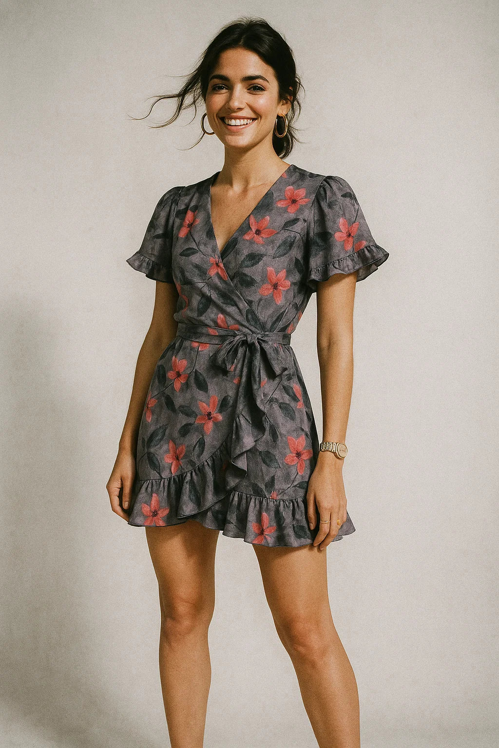 Gorgeous floral and leaves design digital printed silk crepe fabric from FAB VOGUE Studio