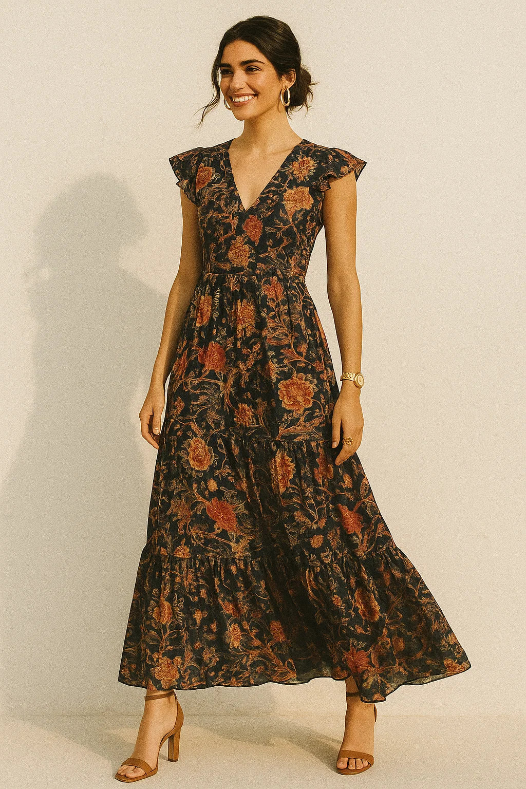 Gorgeous black damask digital printed silk crepe fabric by FAB VOGUE Studio