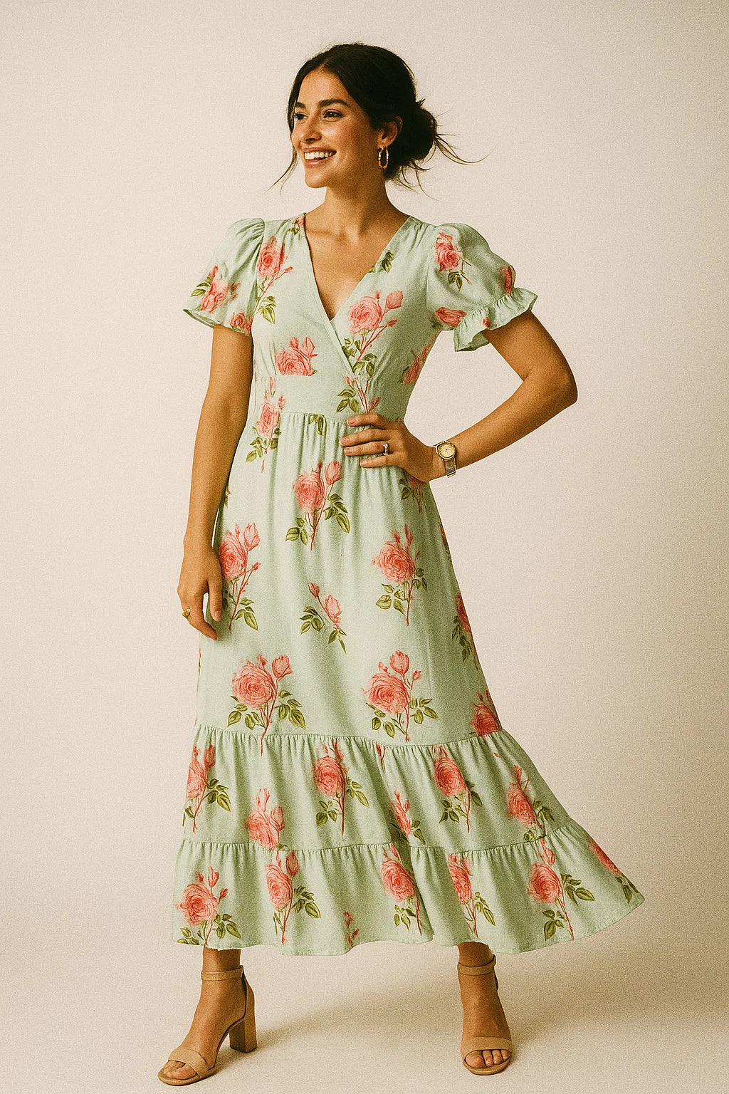 Gorgeous floral digital printed silk crepe fabric from FAB VOGUE Studio