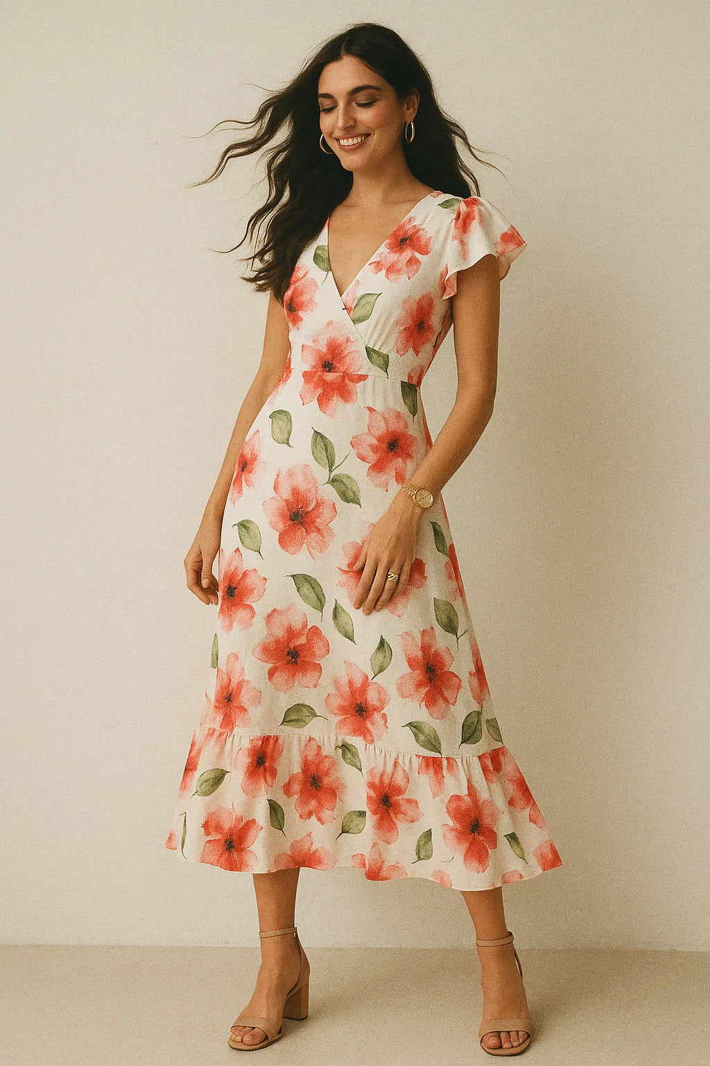 Classy damask floral print silk crepe fabric from FAB VOGUE Studio