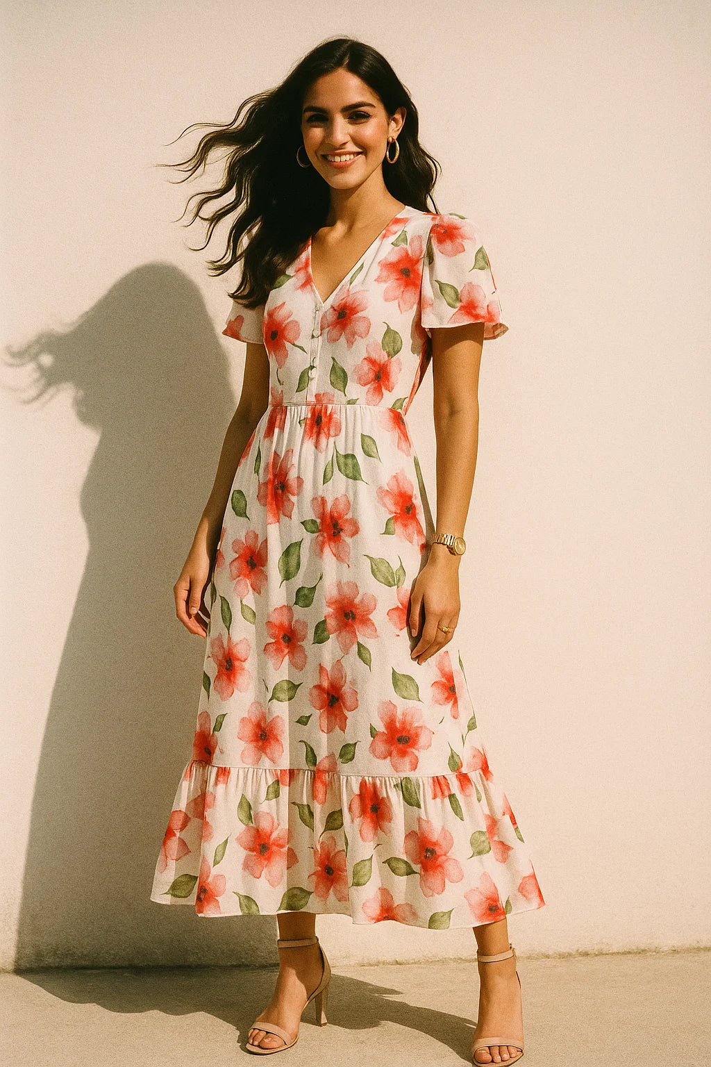 Classy damask floral print silk crepe fabric from FAB VOGUE Studio