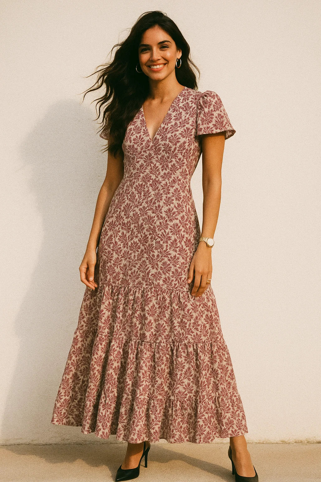 Off White Flower Silk Crepe Printed Fabric