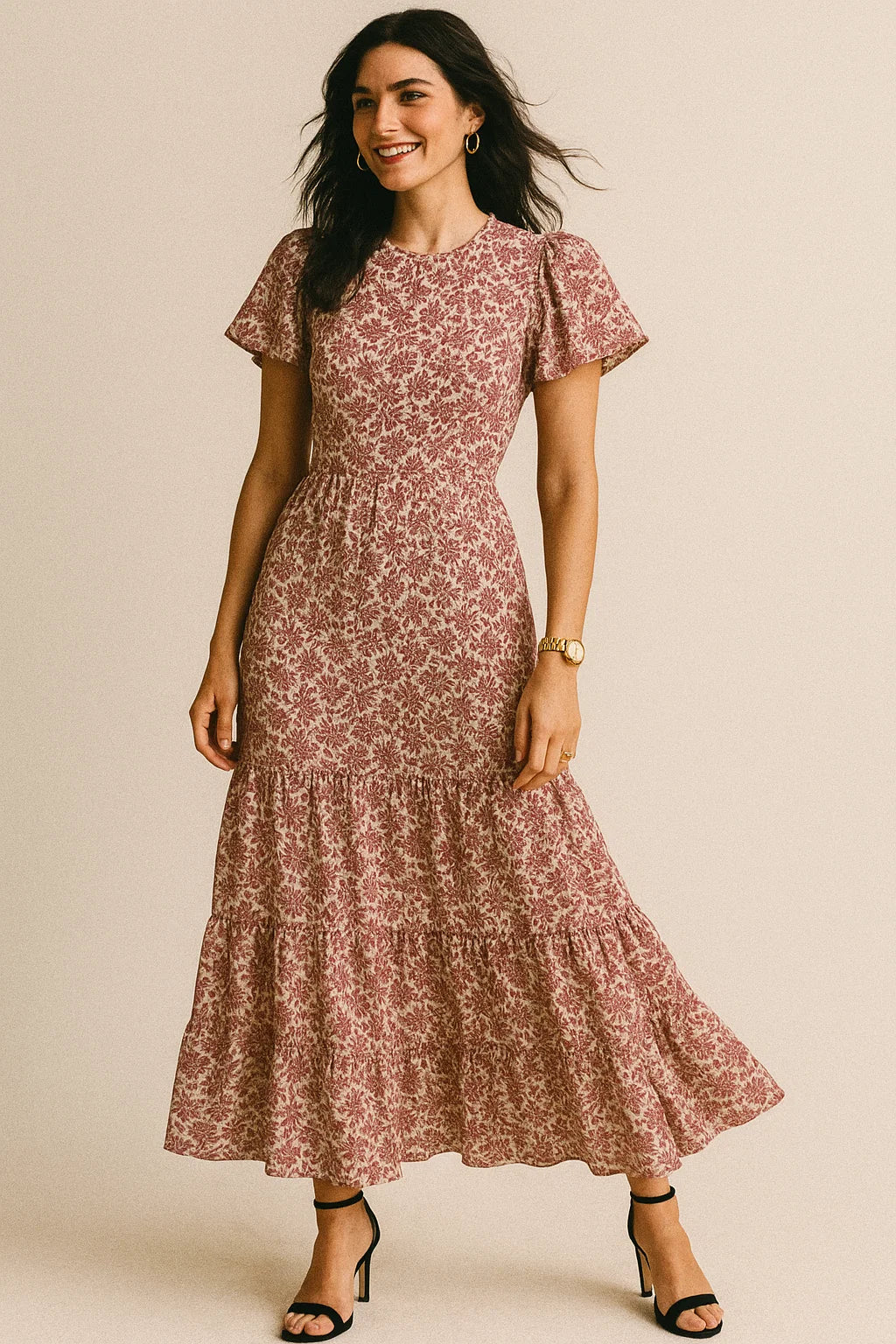 Off White Flower Silk Crepe Printed Fabric