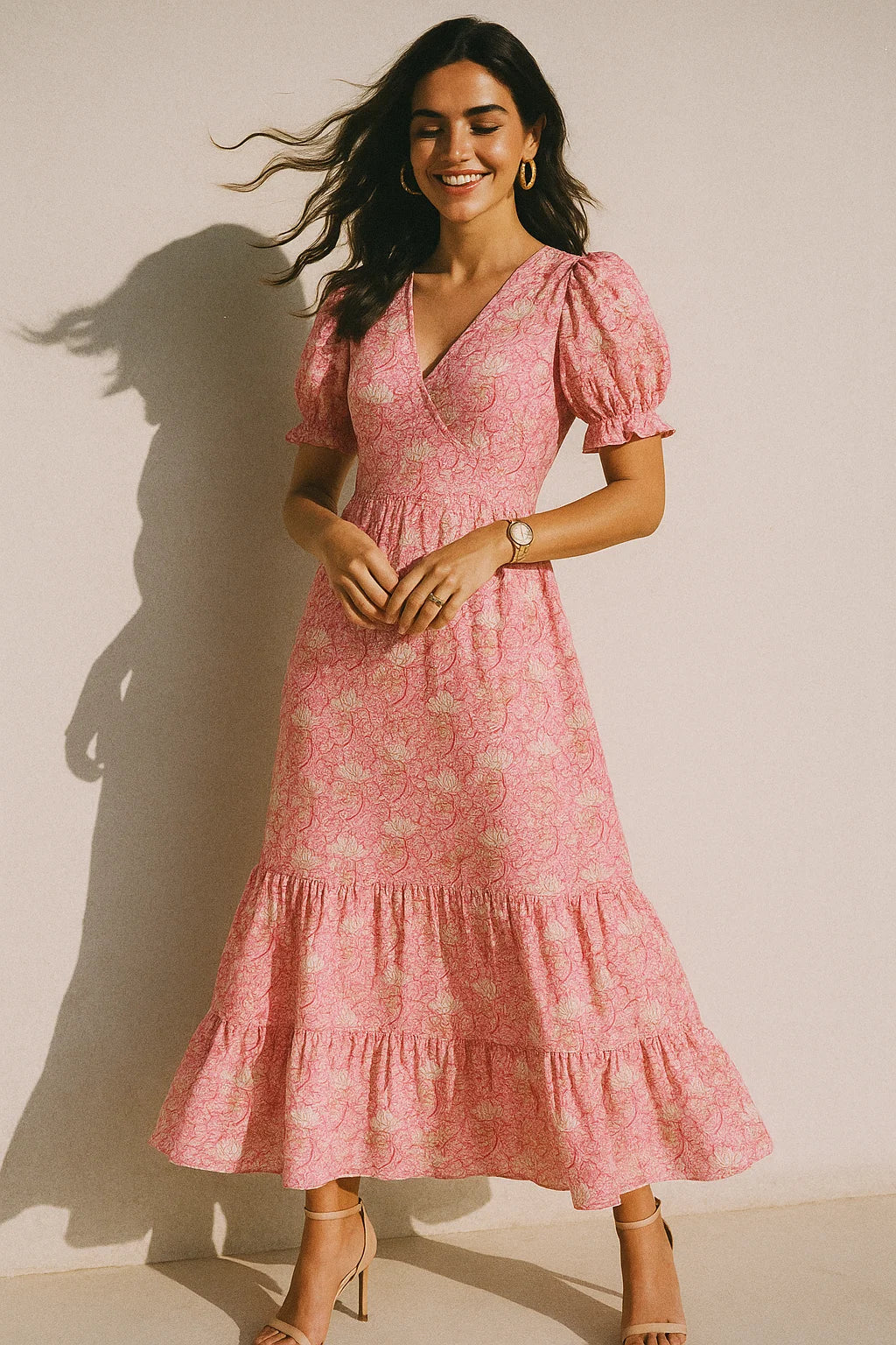 Pink Jecobean Silk Crepe Printed Fabric