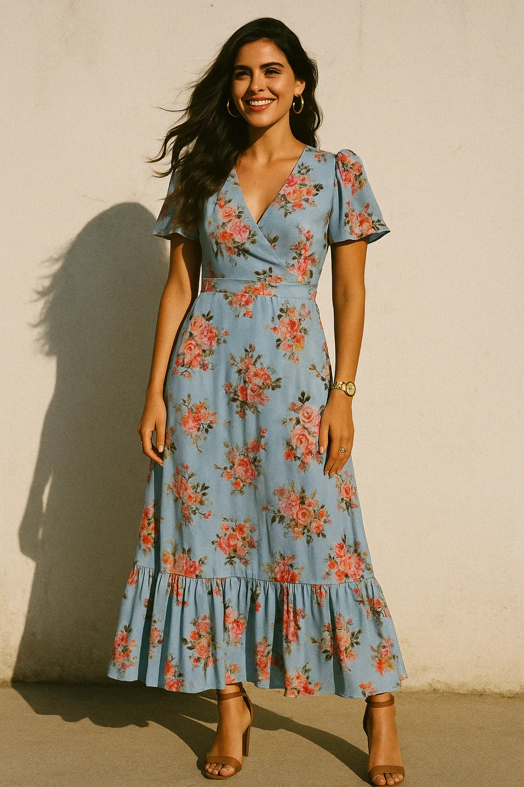 Gray Flower Silk Crepe Printed Fabric