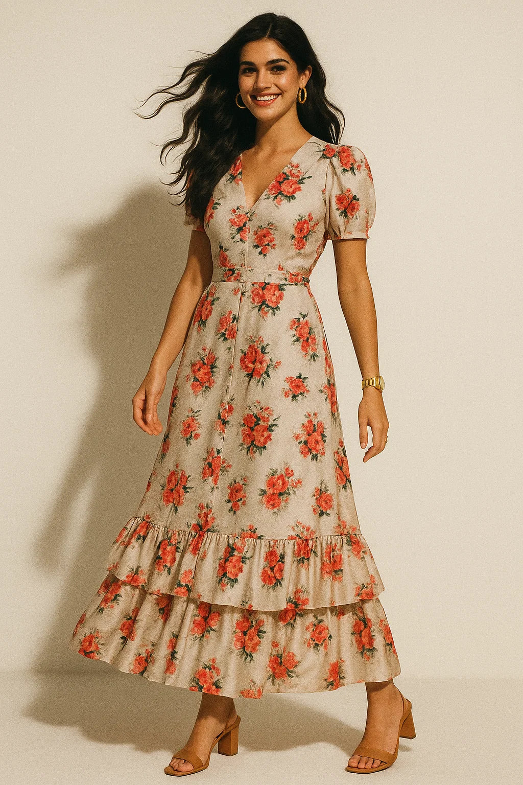 Multicolour Flower Printed Silk Crepe Fabric Material