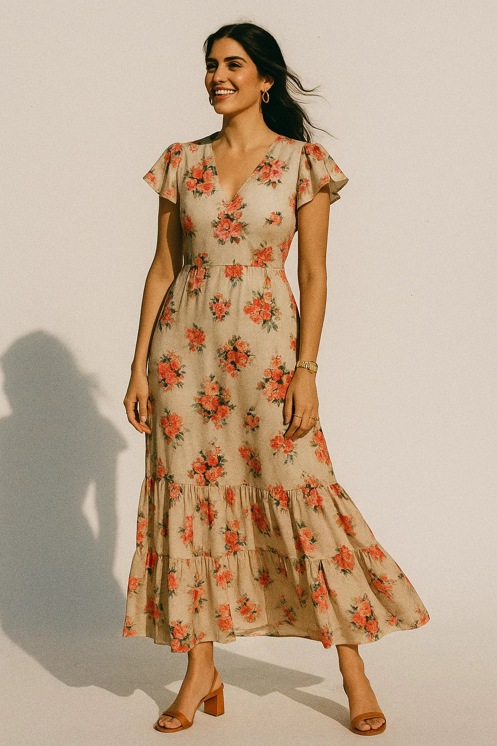 Multicolour Flower Printed Silk Crepe Fabric Material