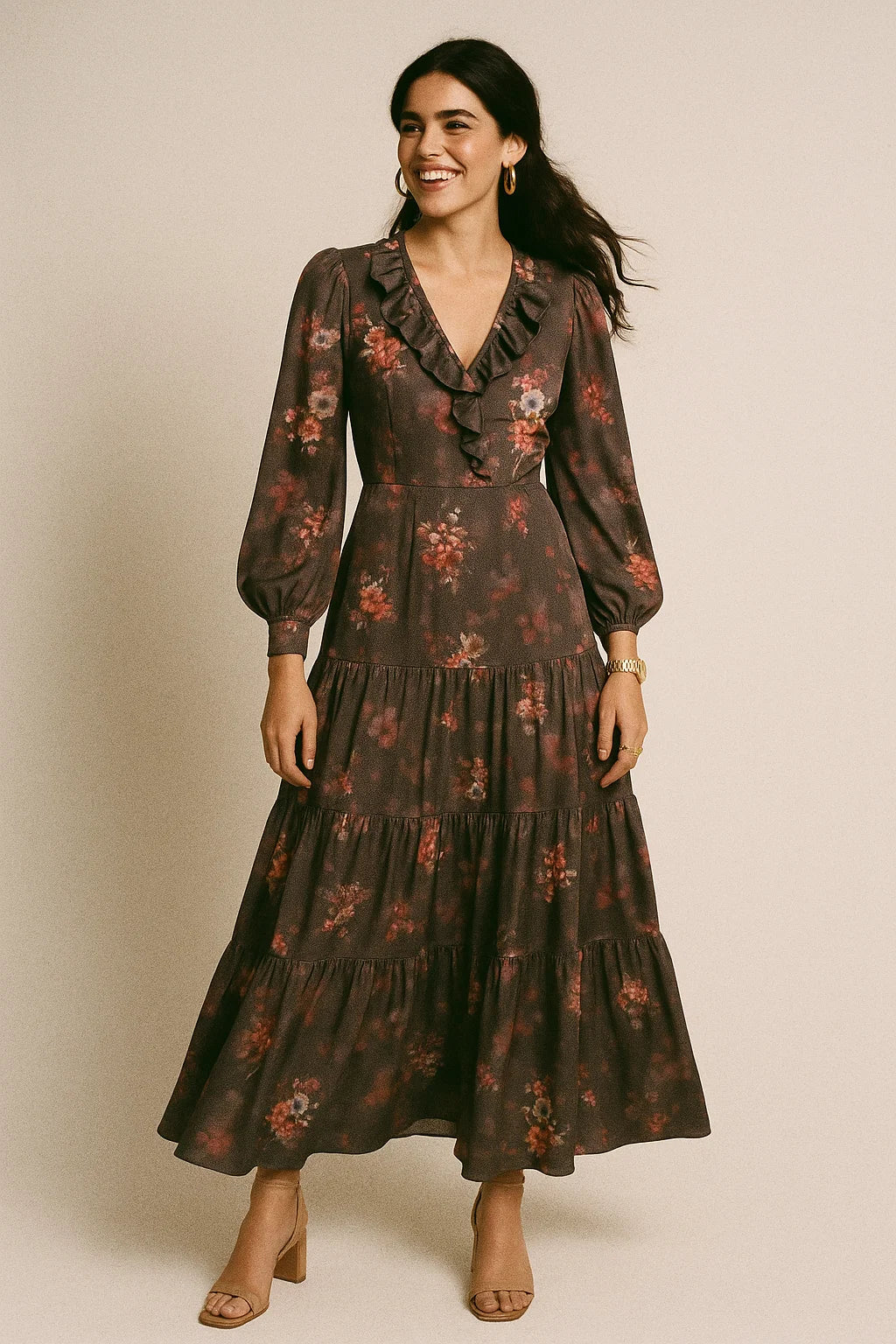 Three Colour Of Flower With Eucalyptus Leaves Digital Printed Fabric - Silk Crepe