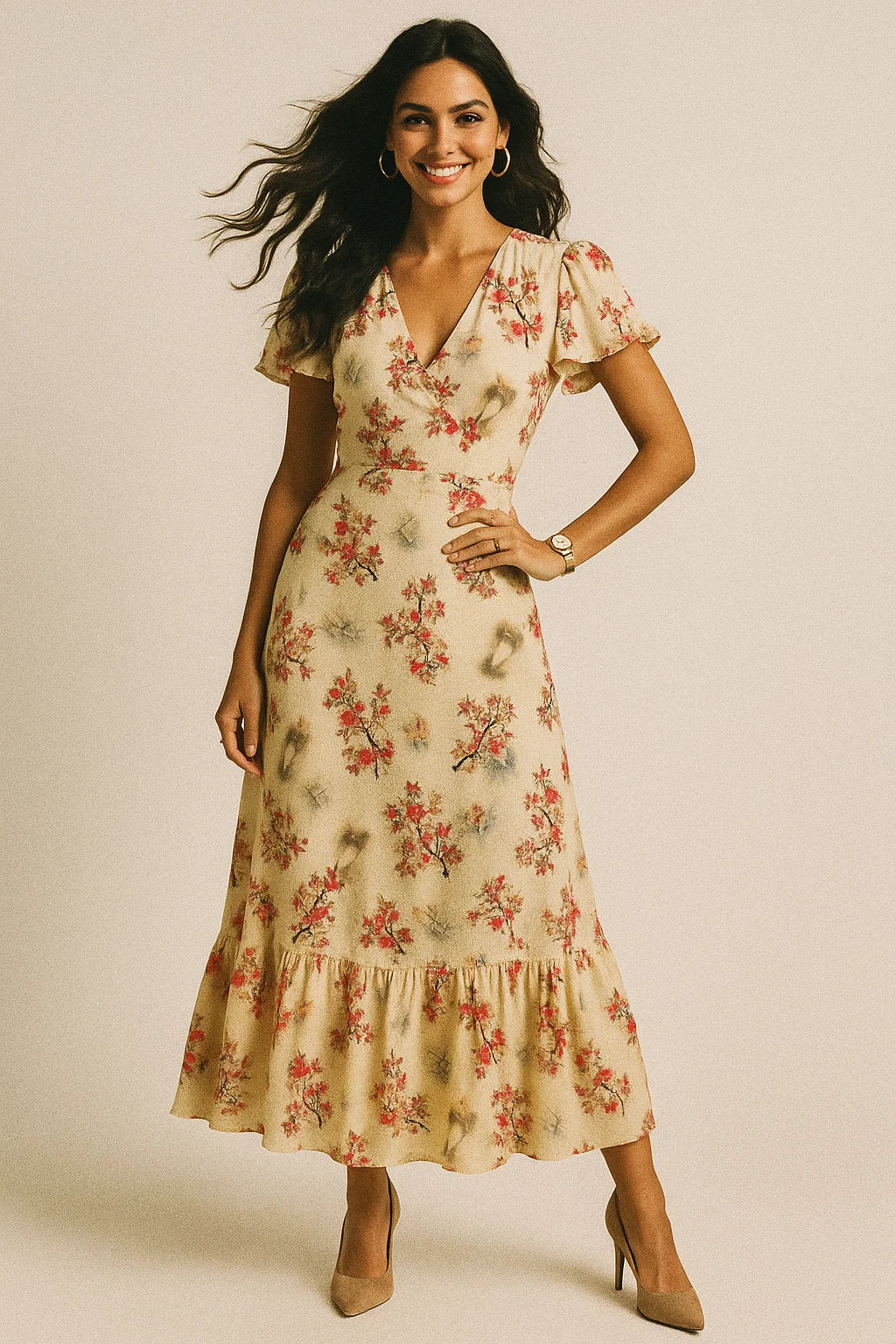 Tiny Colourful Primrose Flower Repeat Digital Printed Fabric - Silk Crepe