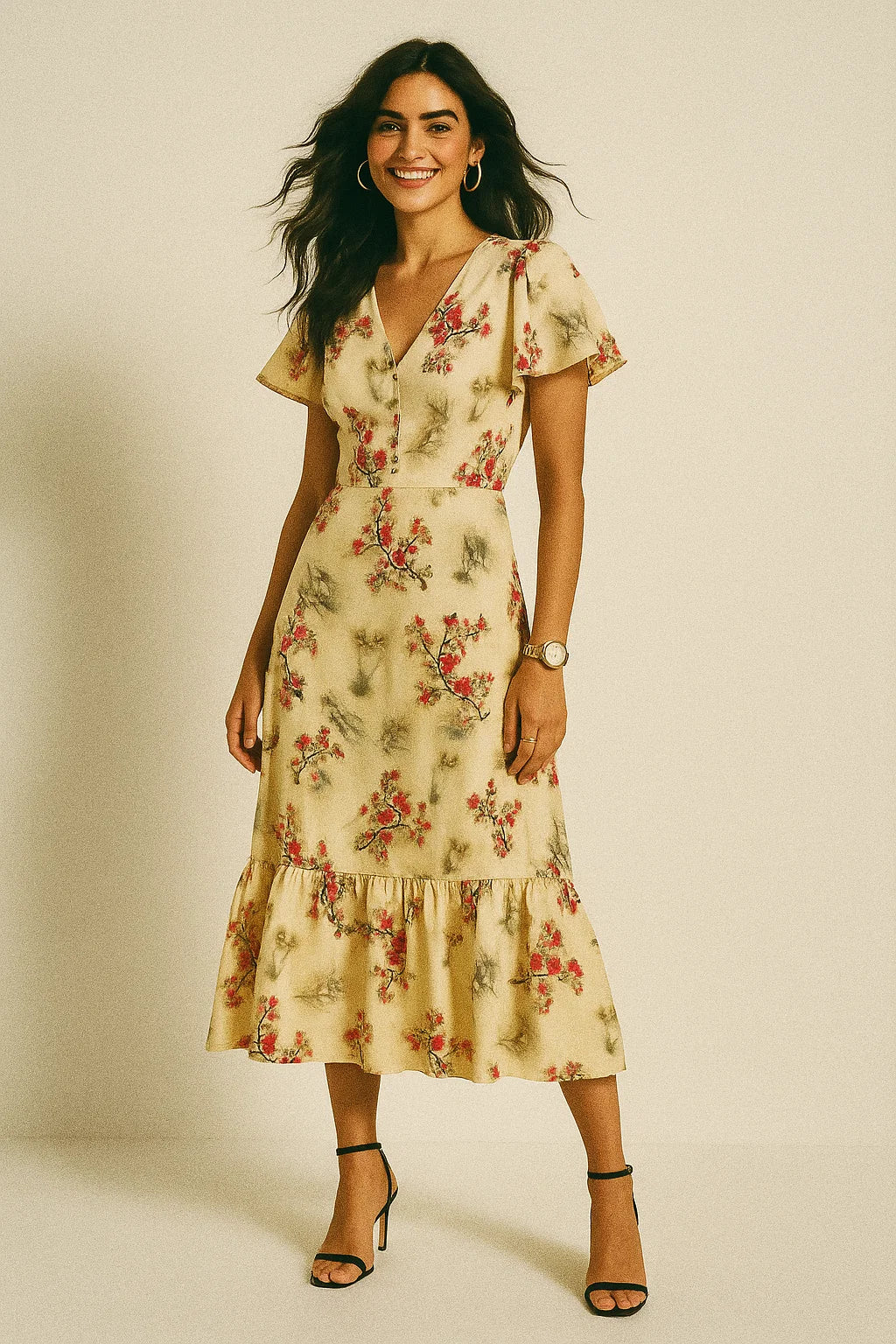 Tiny Colourful Primrose Flower Repeat Digital Printed Fabric - Silk Crepe