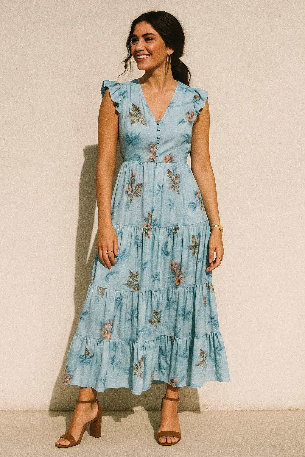 Winter Cool Colour Freezy Leaves Digital Printed Fabric - Silk Crepe