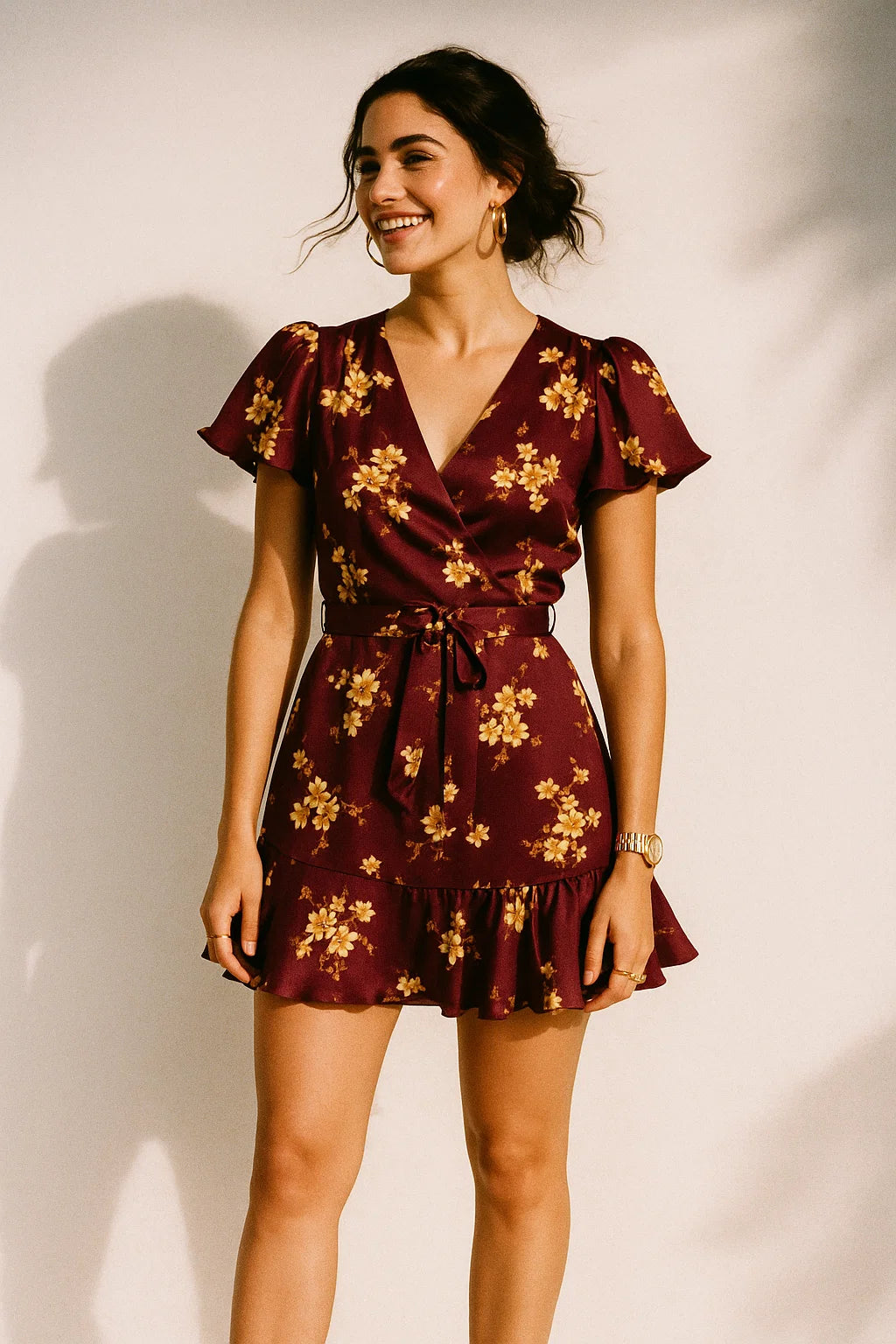 Attractive Yellow Lily Floral Flower Digital Printed Fabric - Silk Crepe