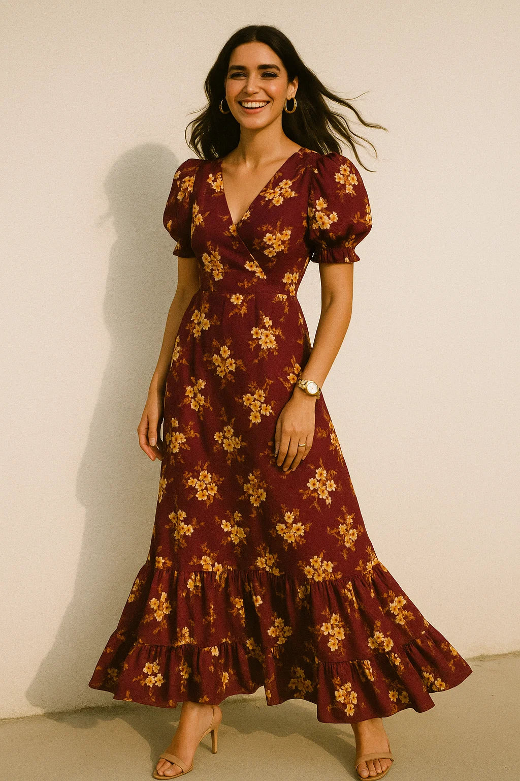 Attractive Yellow Lily Floral Flower Digital Printed Fabric - Silk Crepe