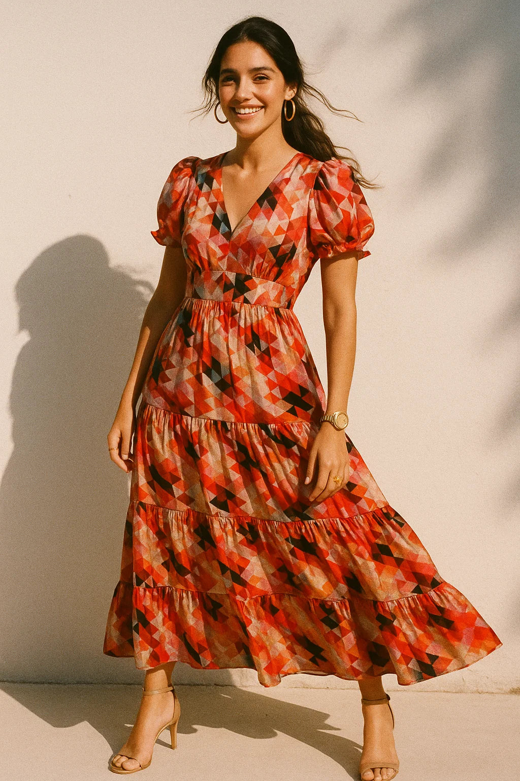 Attractive Multicolor Abstract Pattern Digital Printed Fabric - Silk Crepe