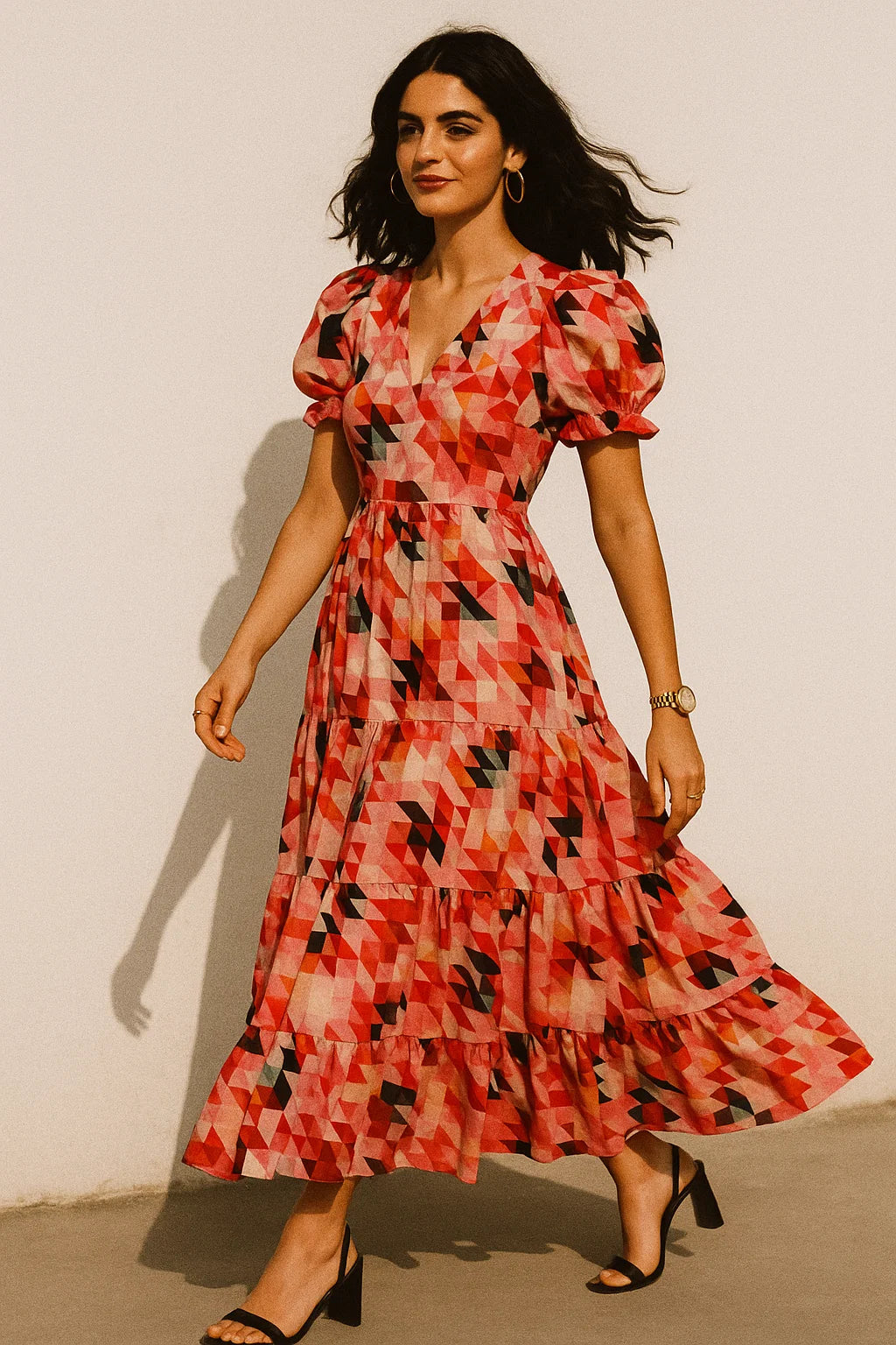 Attractive Multicolor Abstract Pattern Digital Printed Fabric - Silk Crepe