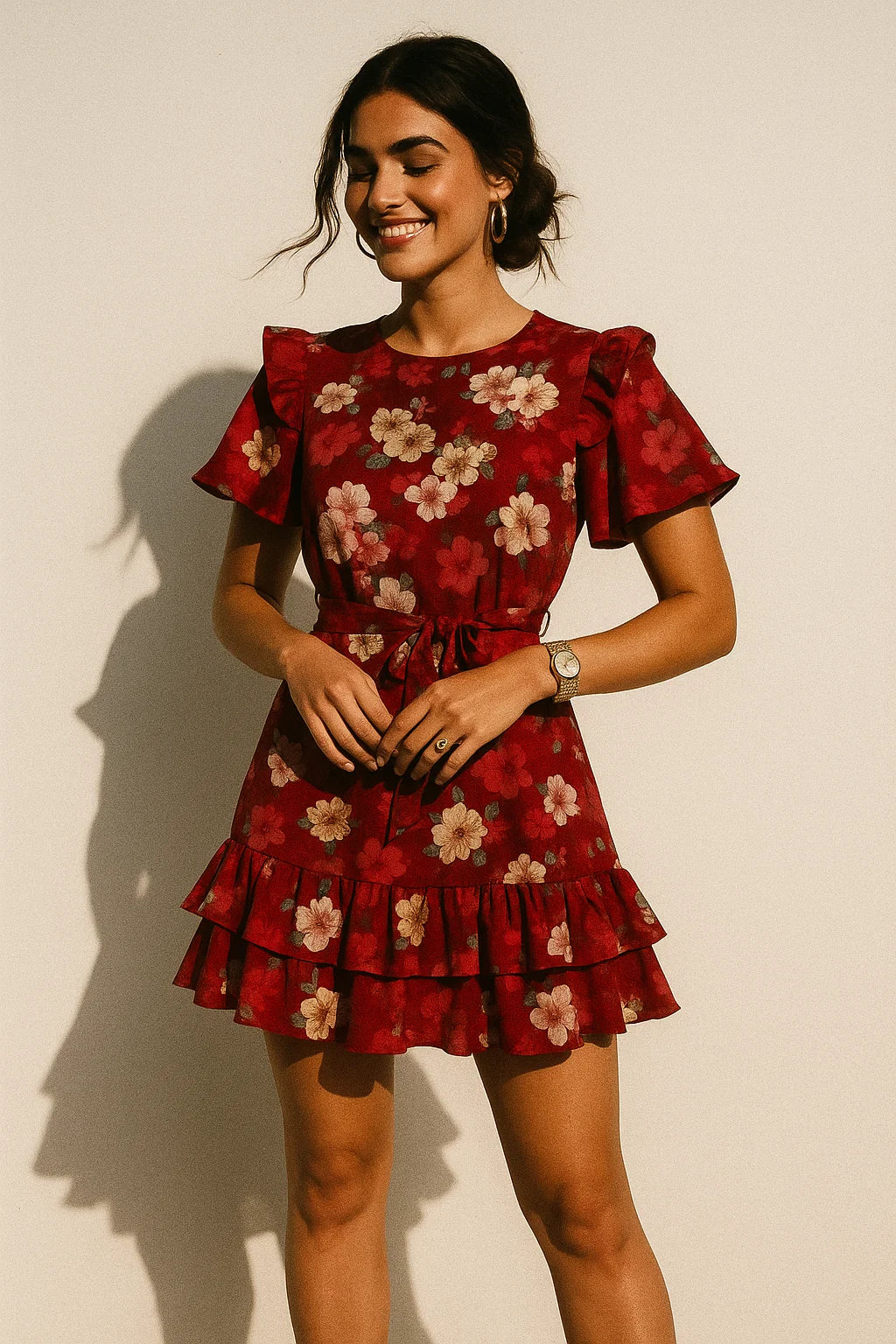 Big Narcissus Multi Colour Flower Digital Printed Fabric - Silk Crepe