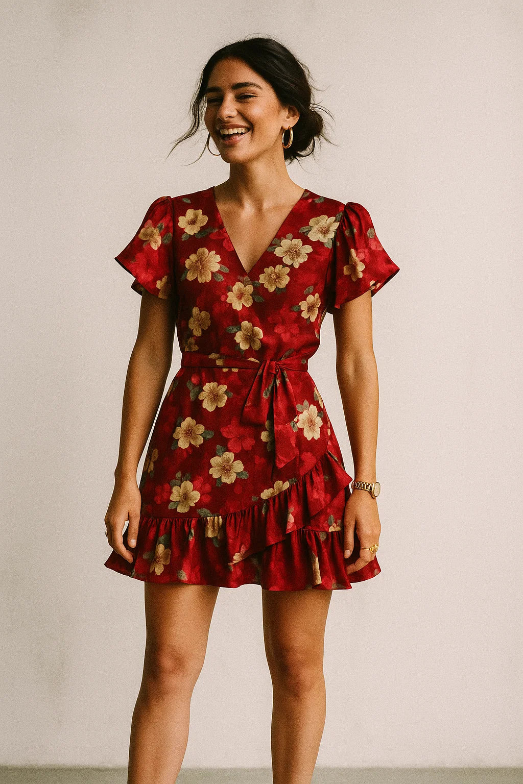 Big Narcissus Multi Colour Flower Digital Printed Fabric - Silk Crepe