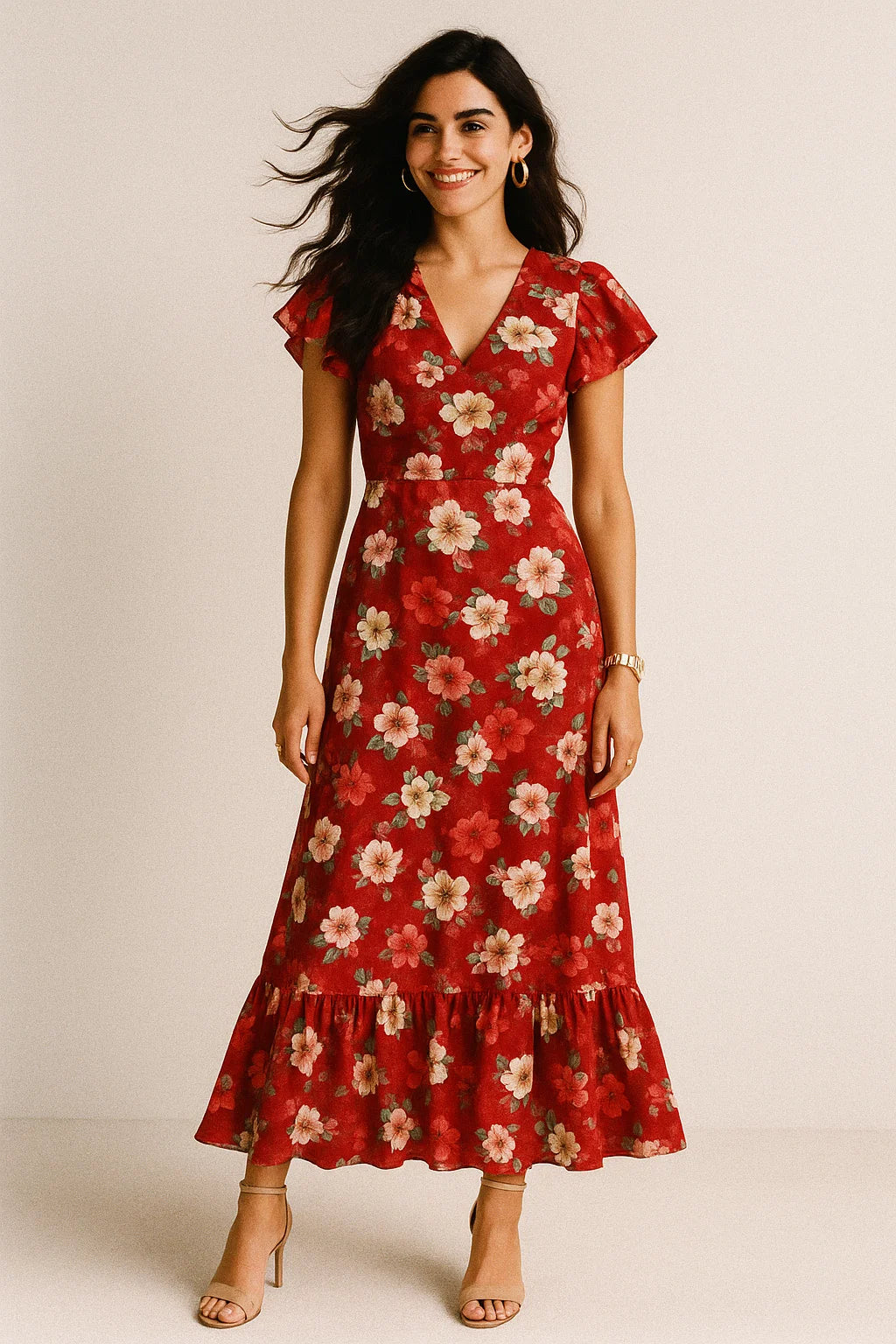 Big Narcissus Multi Colour Flower Digital Printed Fabric - Silk Crepe