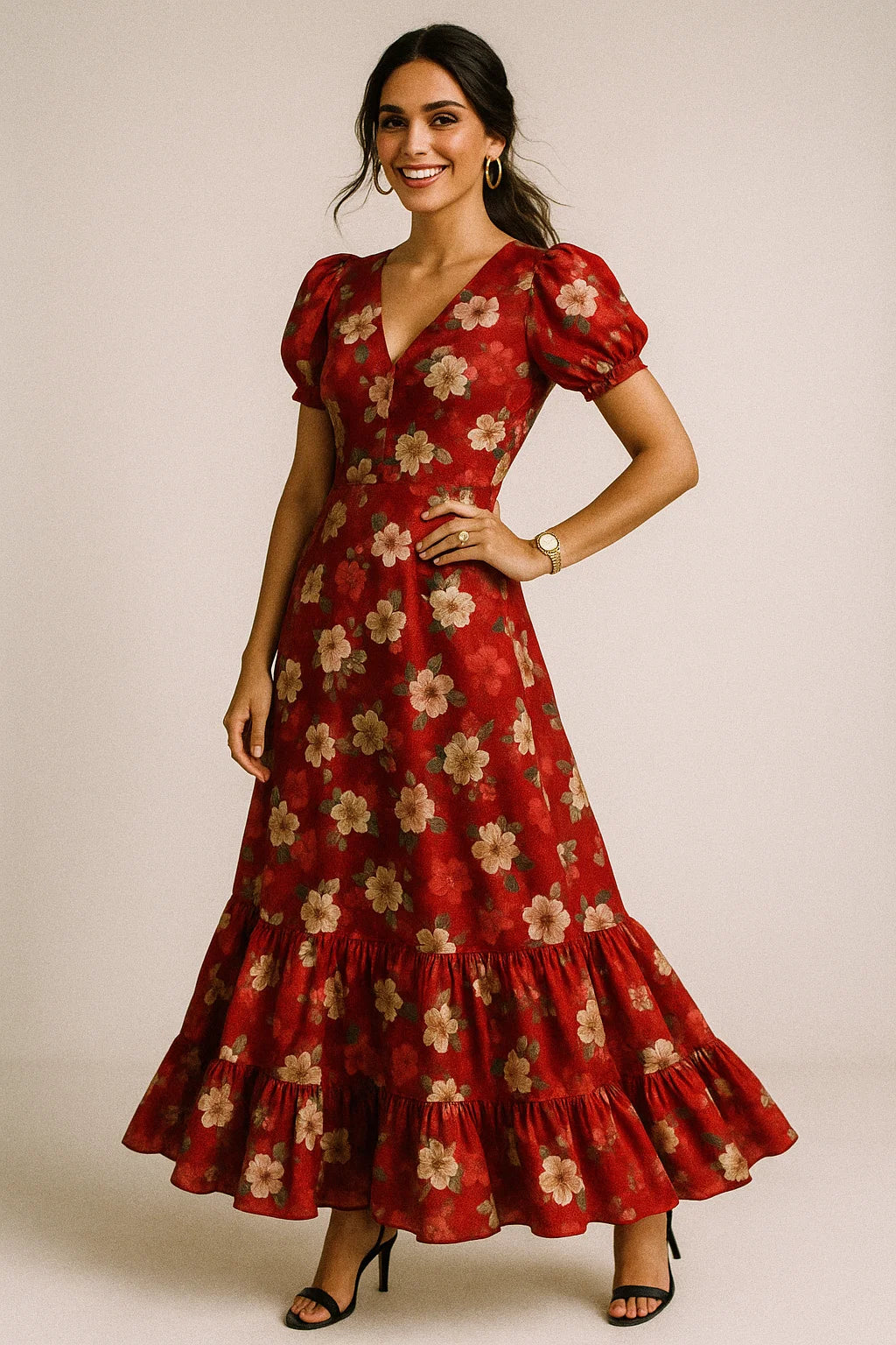 Big Narcissus Multi Colour Flower Digital Printed Fabric - Silk Crepe