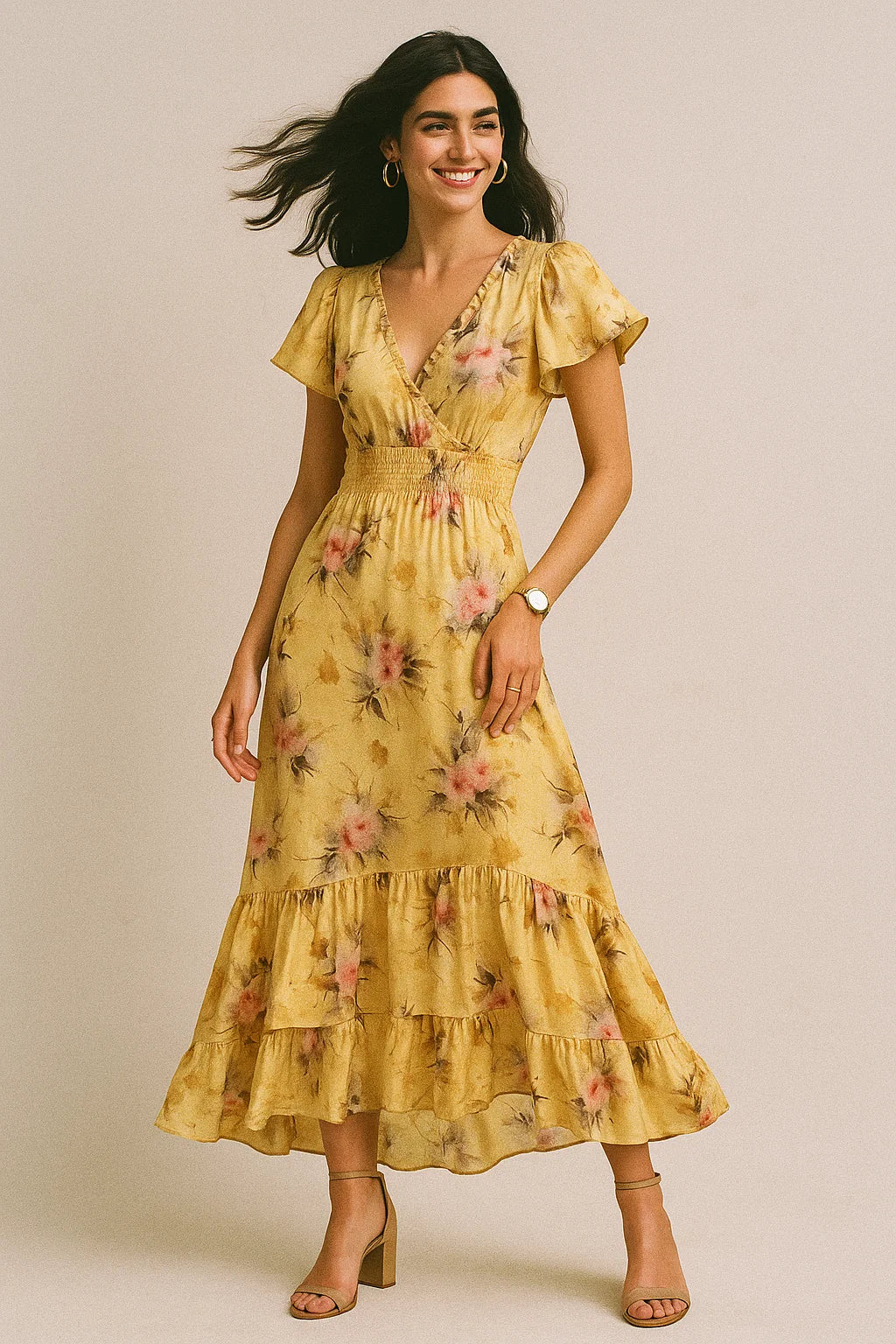 Coolest Watercolour Paper Art Of Flower Digital Printed Fabric - Silk Crepe