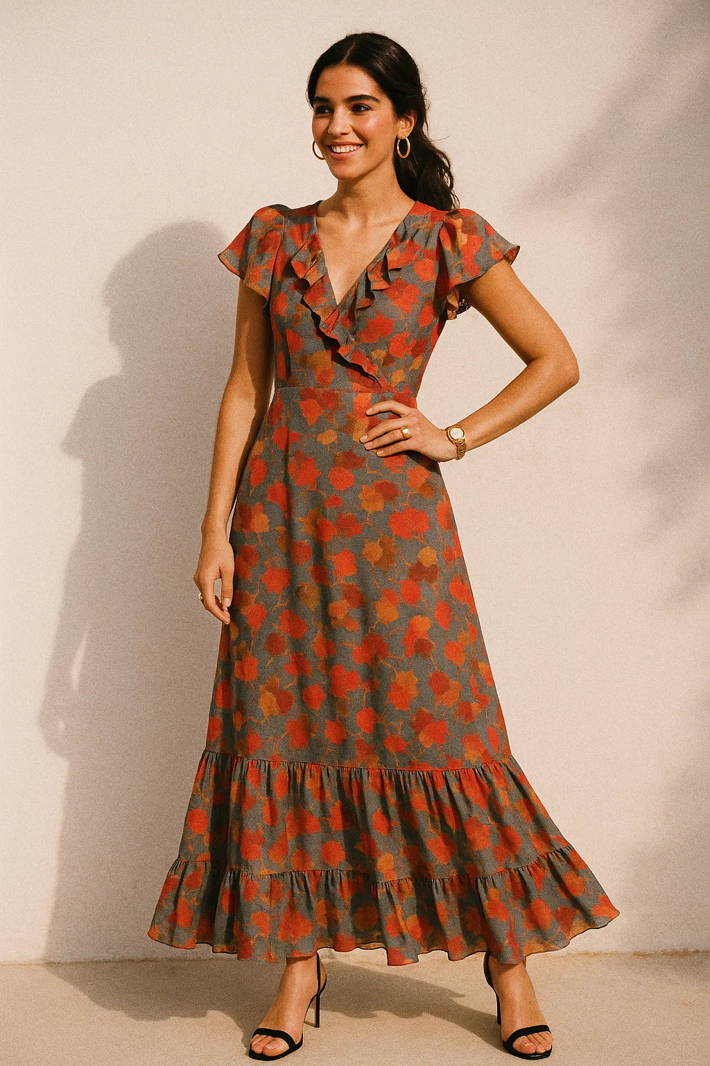 Watercolour Spotted Random Multicolour Flower Digital Printed Fabric - Silk Crepe